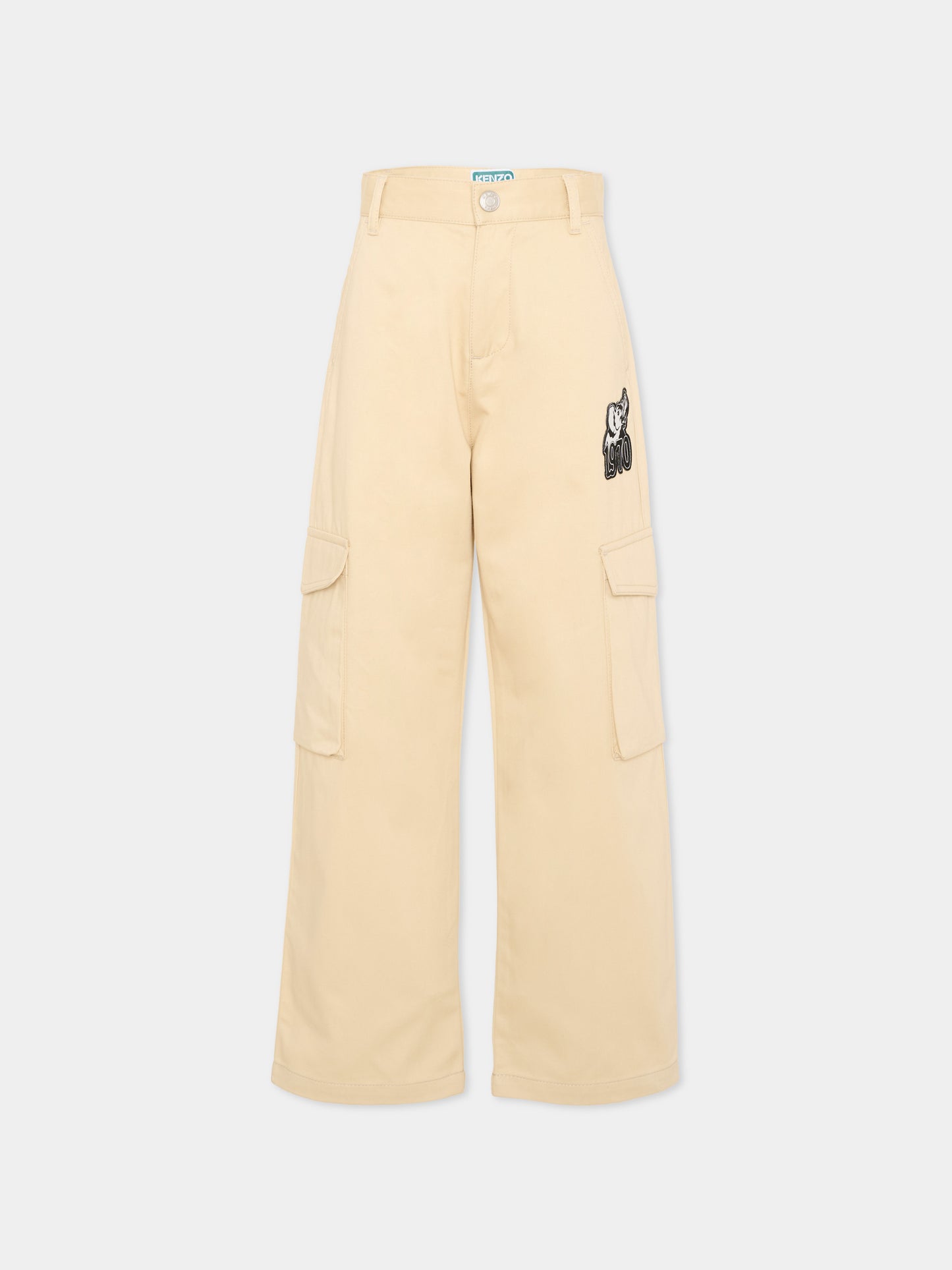 Pantalone beige per bambini con tasche cargo,Kenzo Kids,K61630 255