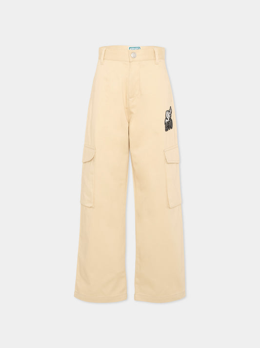 Pantalone beige per bambini con tasche cargo,Kenzo Kids,K61630 255