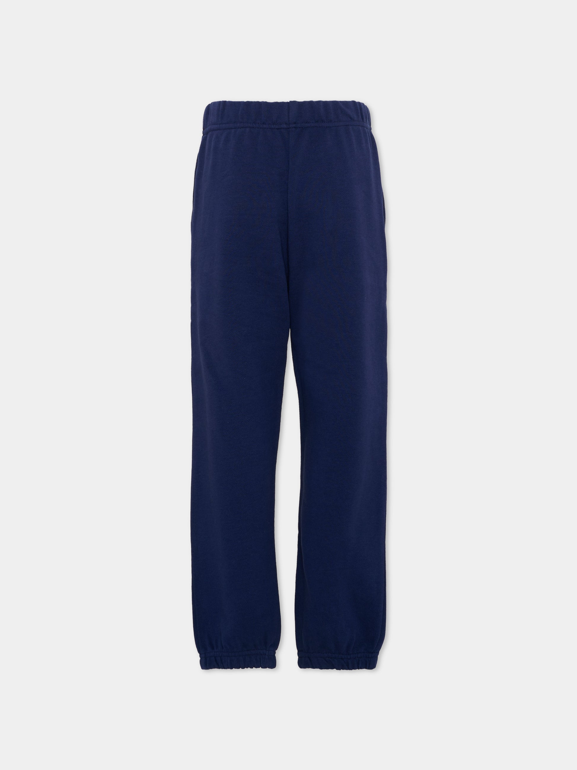 Pantaloni sportivi blu per bambini con logo ricamato,Kenzo Kids,K61636 84N