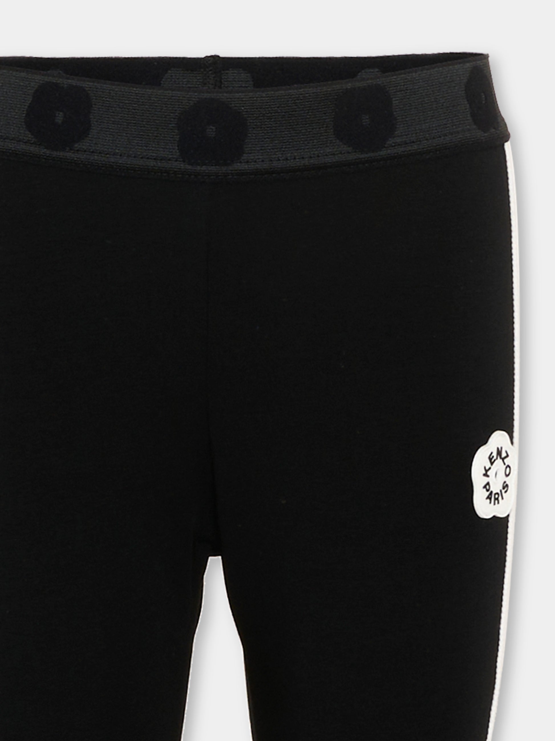 Leggings neri per bambina con fiore Boke,Kenzo Kids,K61639 09B