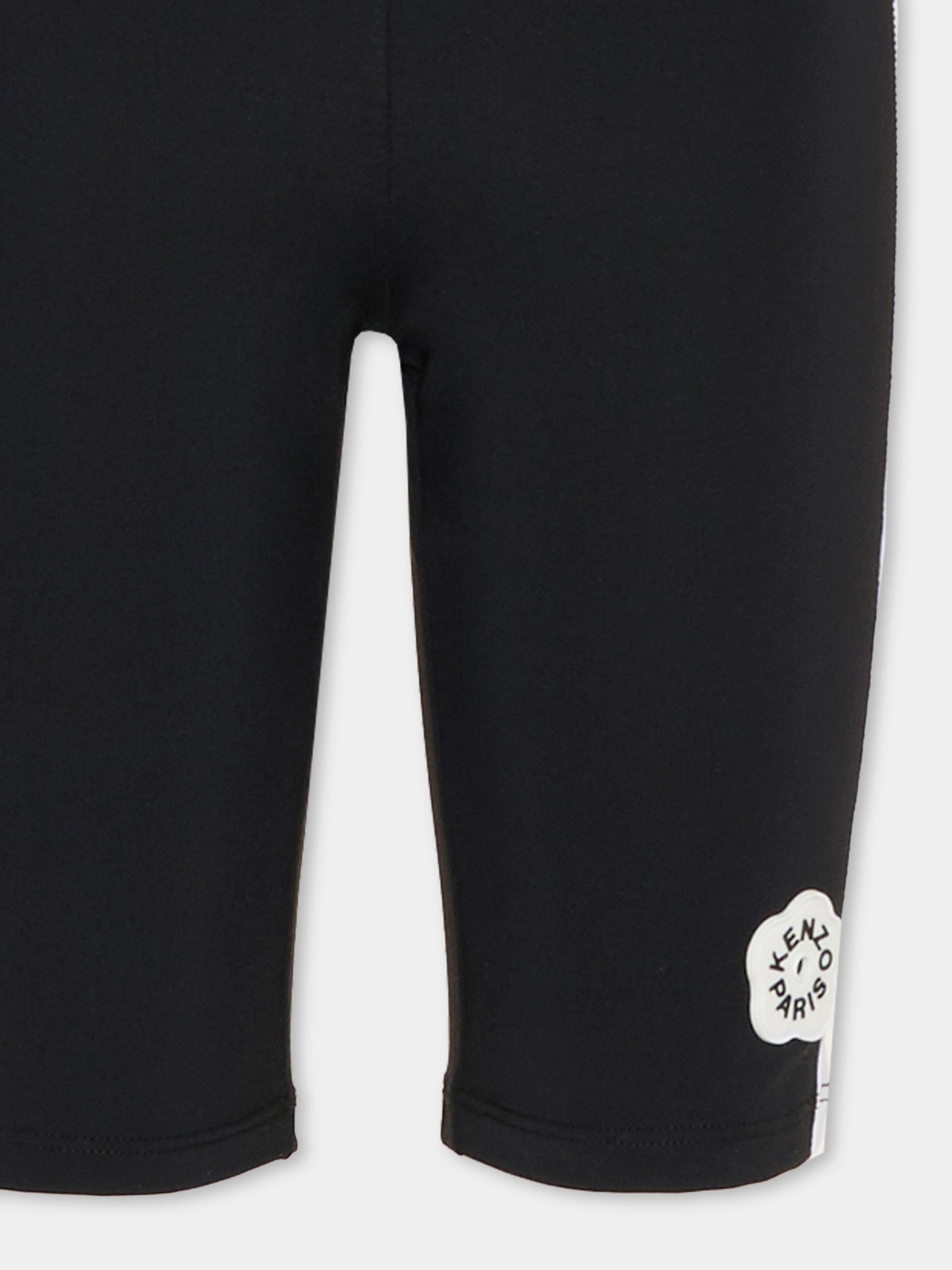 Shorts neri per bambina con papavero,Kenzo Kids,K61640 09B