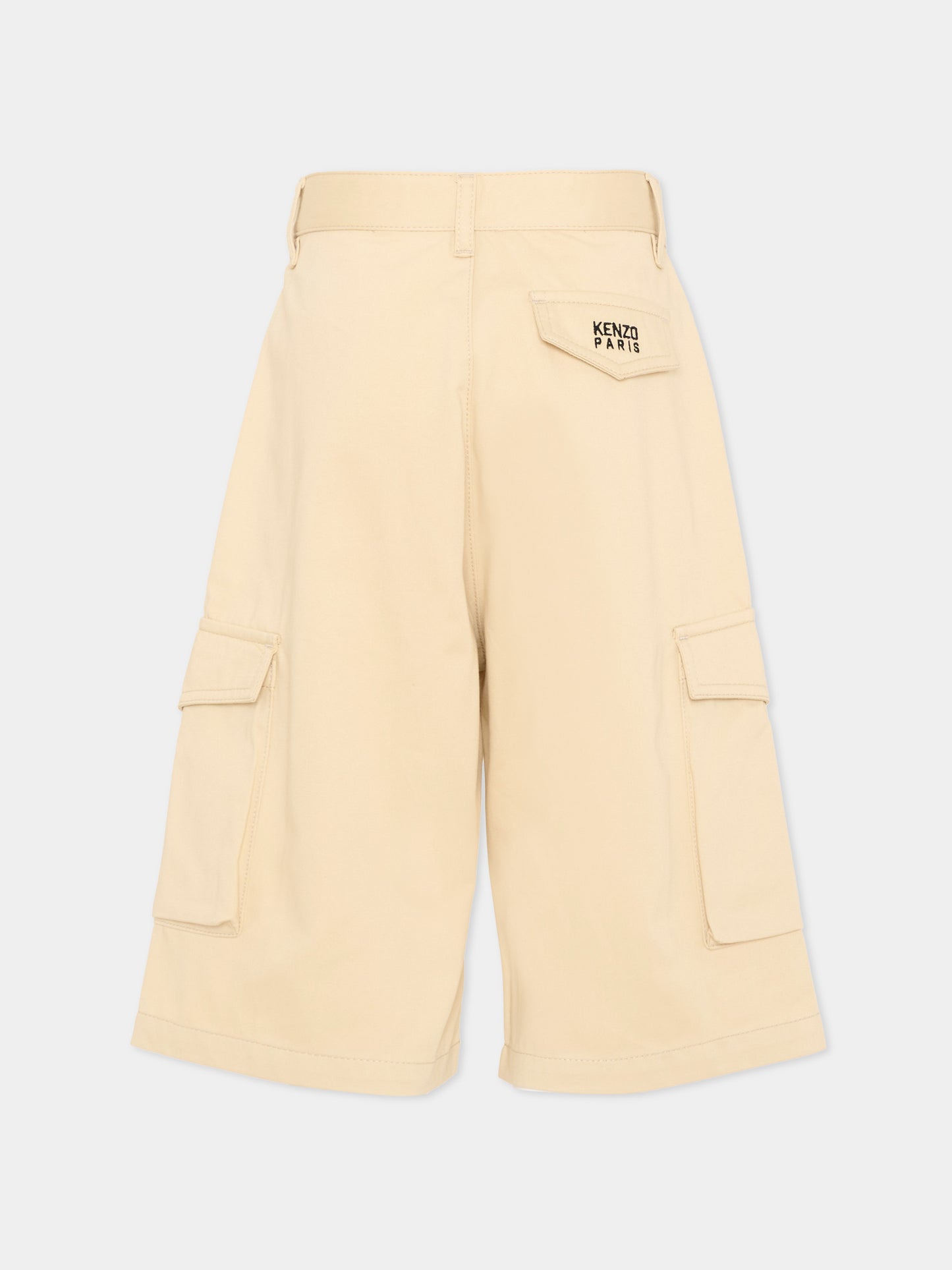 Shorts beige per bambino con patch elefante,Kenzo Kids,K61644 255