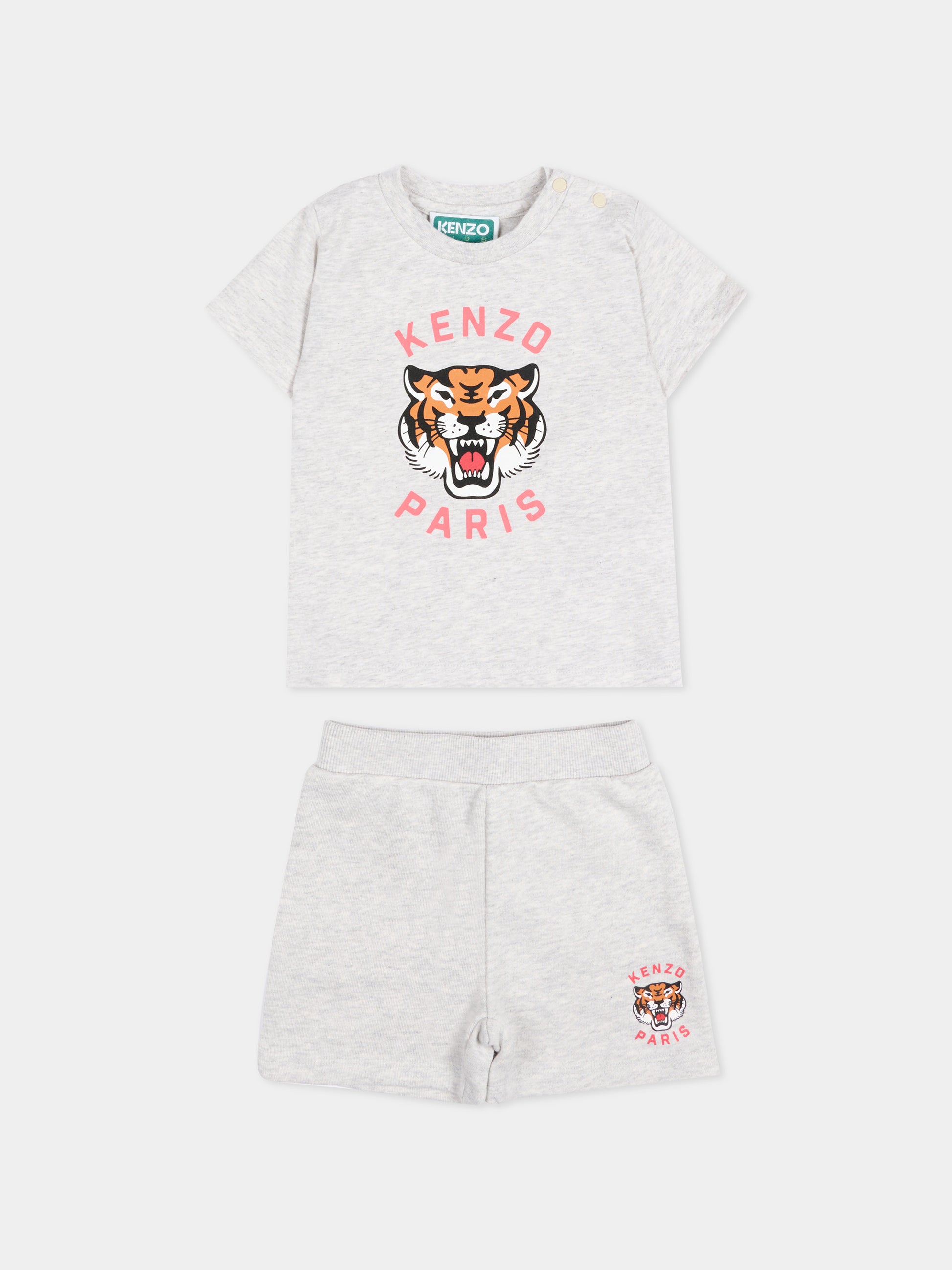 Completo sportivo grigio per neonati con logo Tiger,Kenzo Kids,K61708 A16