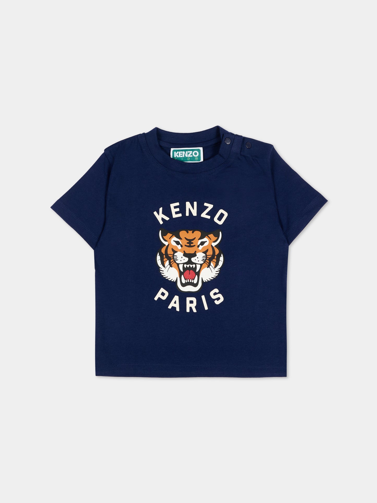 T-Shirt blu per neonati con logo Tiger,Kenzo Kids,K61718 84N