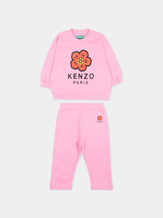 Completo sportivo rosa per neonata con fiore Boke,Kenzo Kids,K61726 47F