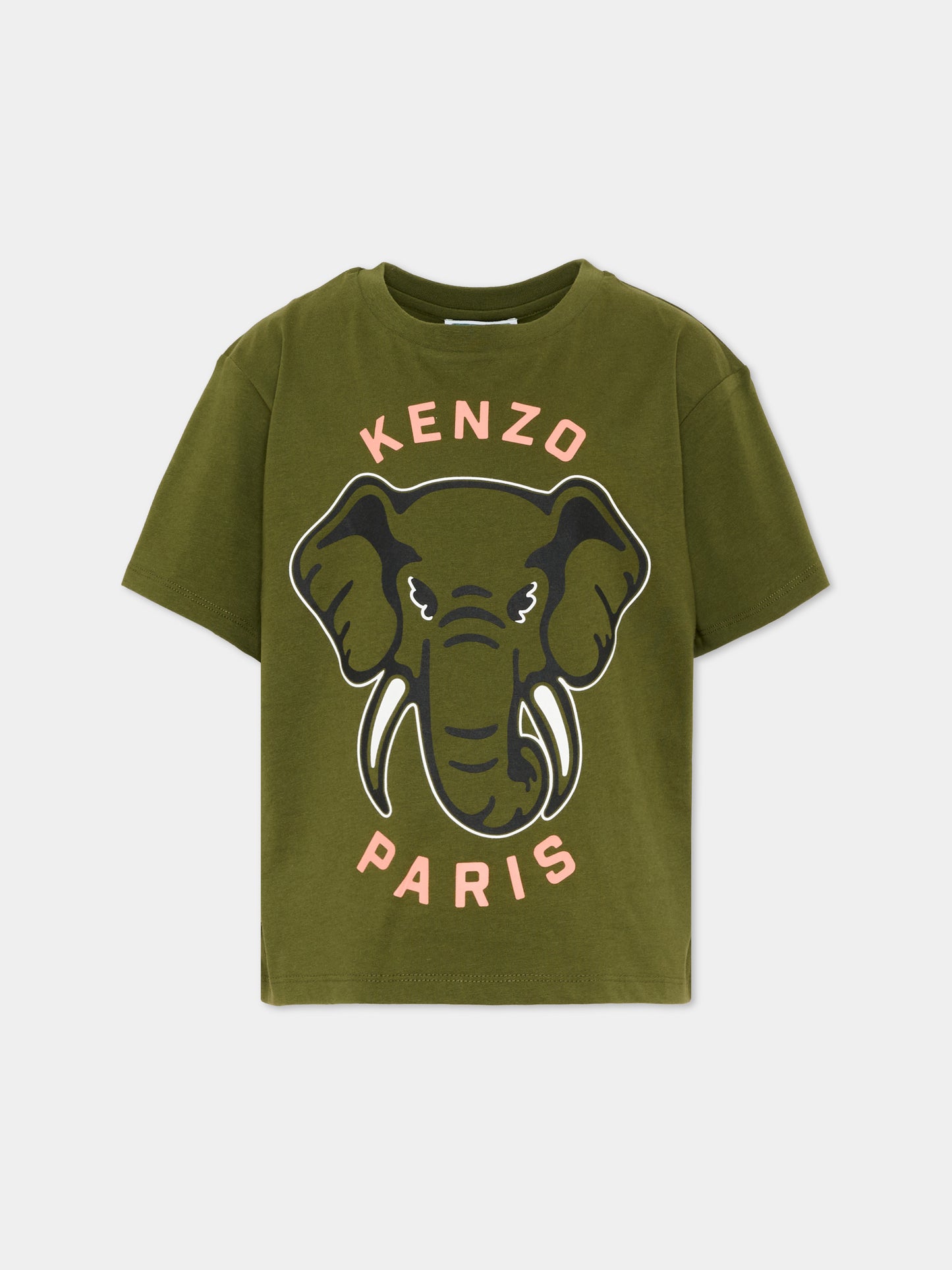 T-Shirt verde con elefante Kenzo per bambina,Kenzo Kids,K61803 64B