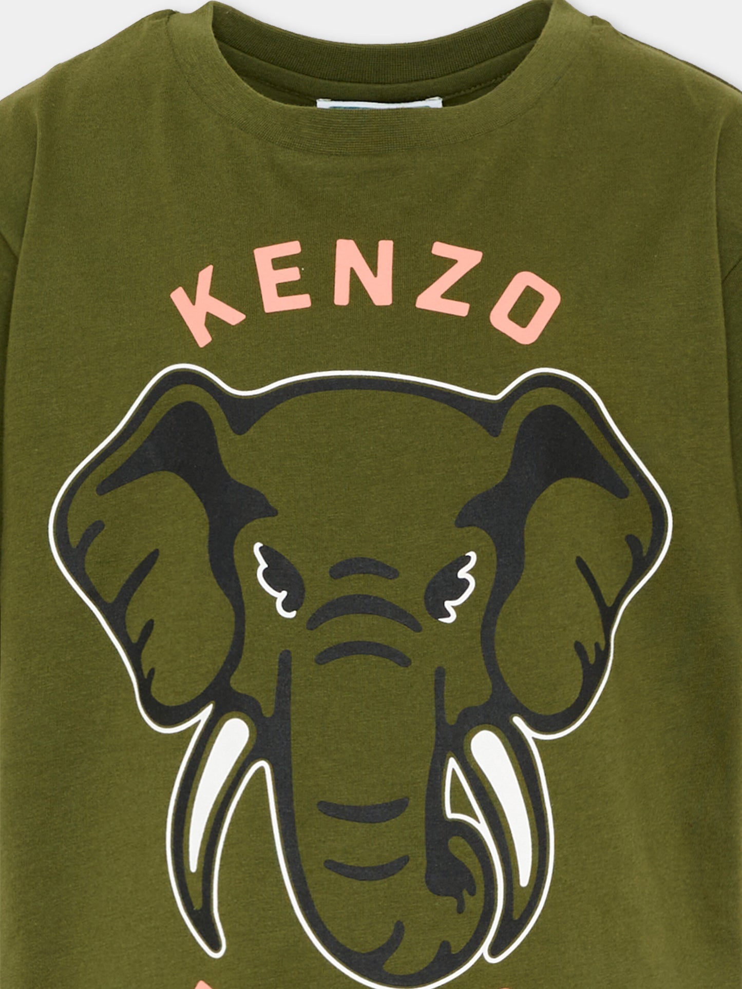 T-Shirt verde con elefante Kenzo per bambina,Kenzo Kids,K61803 64B
