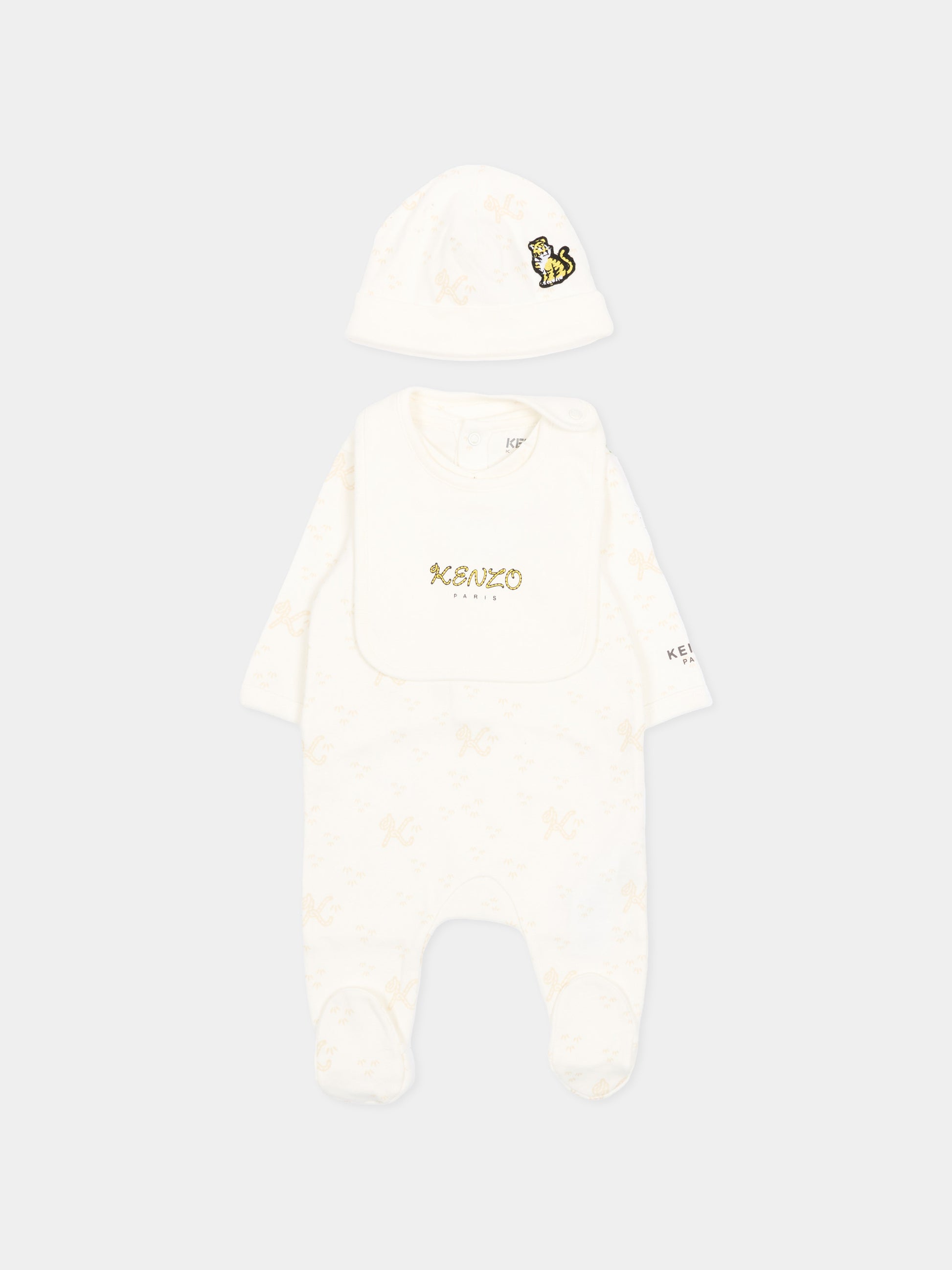 Set tutina avorio per neonati con logo,Kenzo Kids,K61857 117