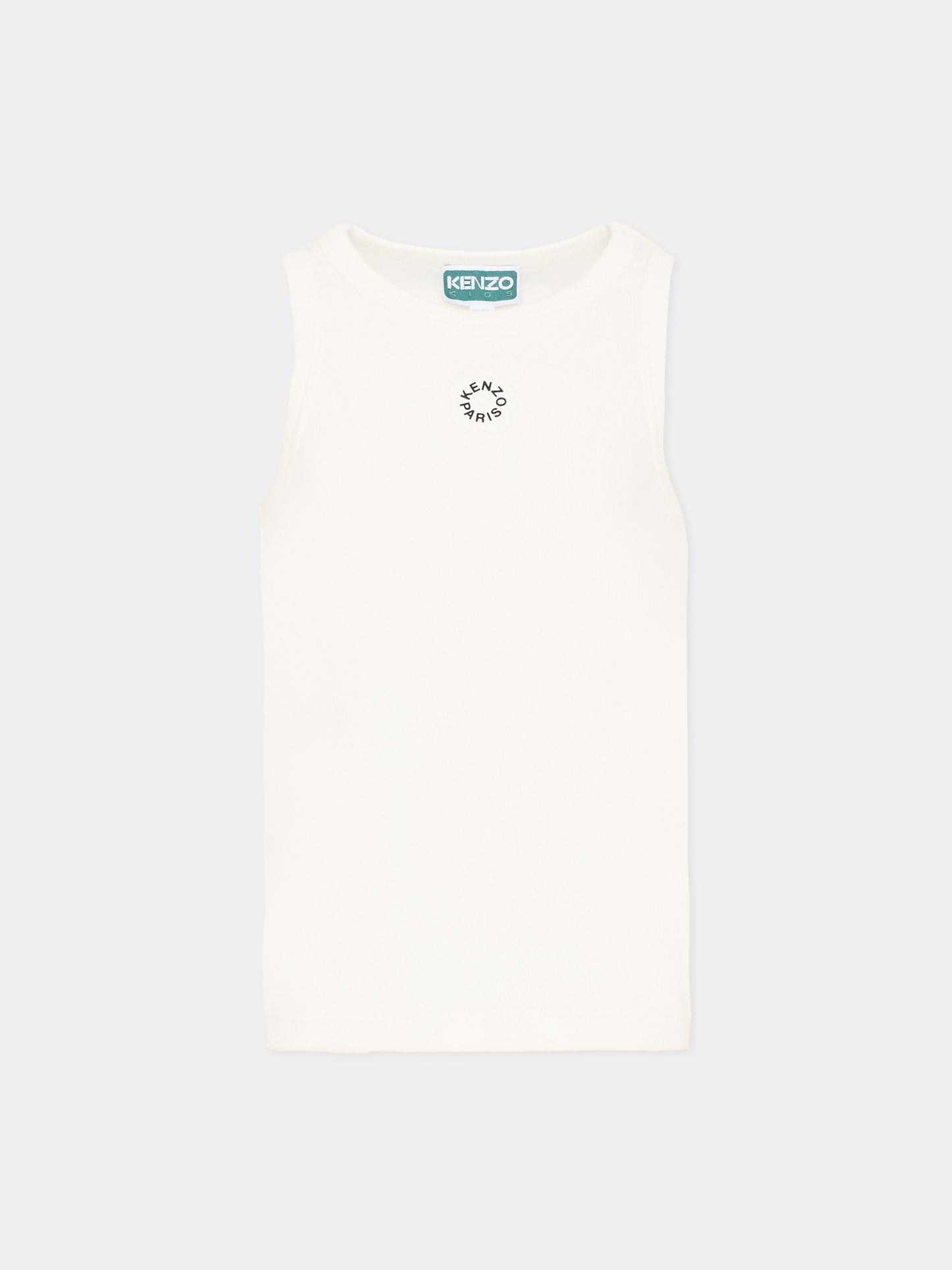 Canotta bianca per bambina con logo papavero,Kenzo Kids,K61880 117