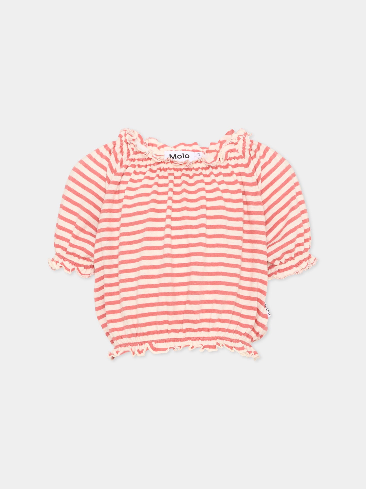 T-shirt rossa Rafaela per bambina a righe,Molo,2S26A208 9583