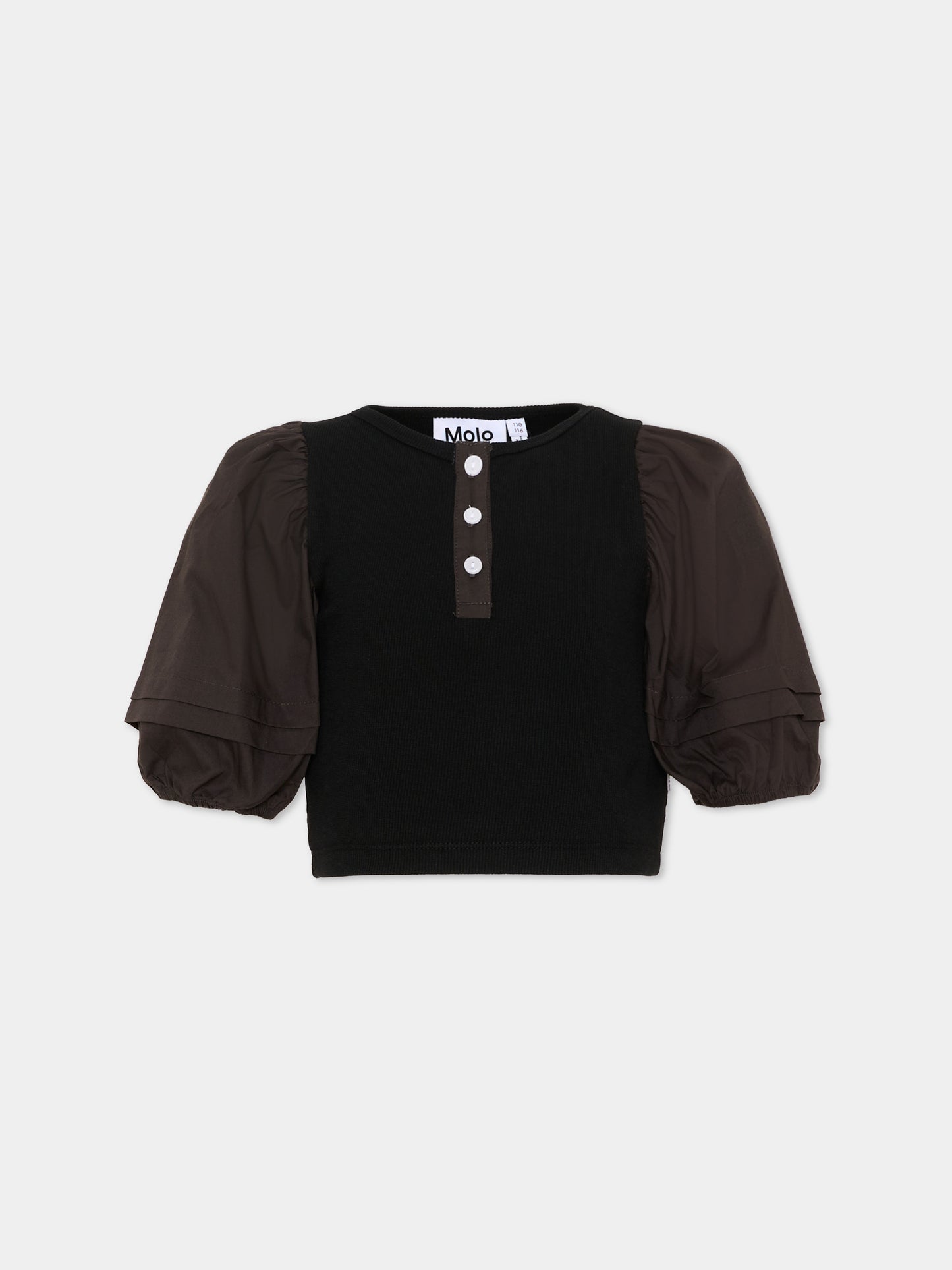 T-shirt nera a maniche corte per bambina,Molo,2S26A220 5619