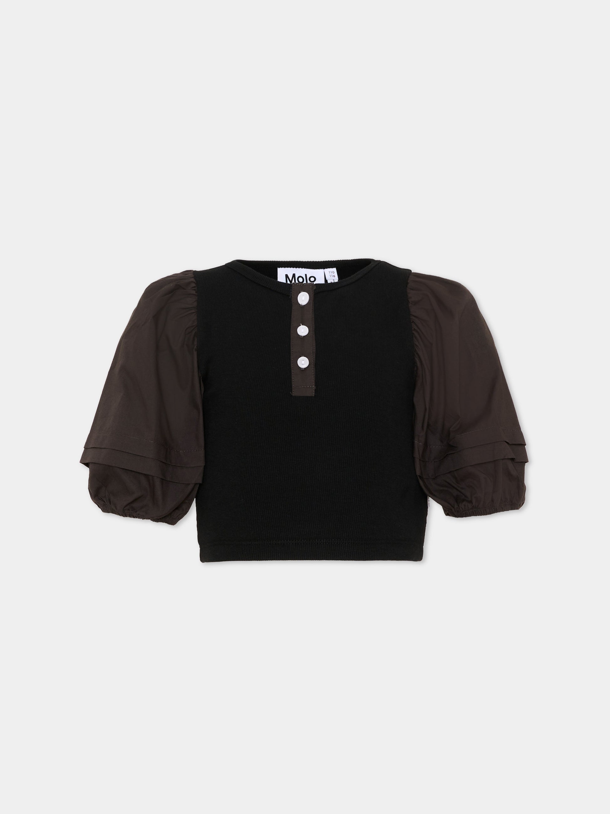 T-shirt nera a maniche corte per bambina,Molo,2S26A220 5619