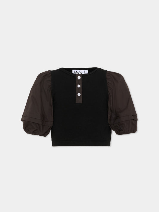 T-shirt nera a maniche corte per bambina,Molo,2S26A220 5619