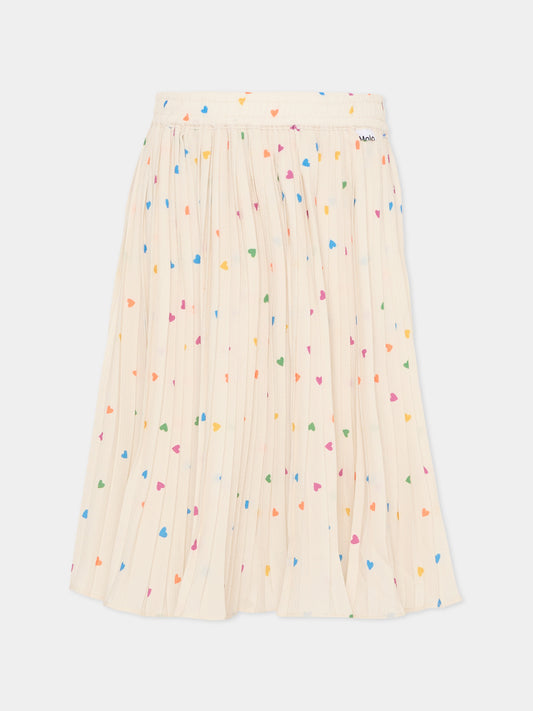 Gonna Bess avorio per bambina con cuori,Molo,2S26D108 9537