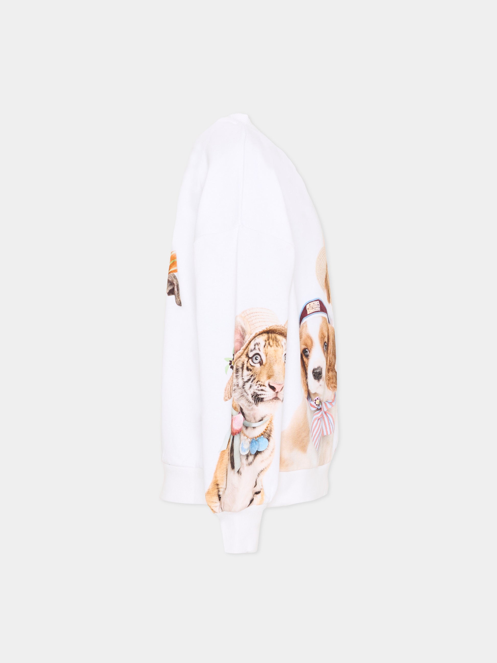 Felpa bianca Maxi per bambina con stampa animali,Molo,2S26J204 5698