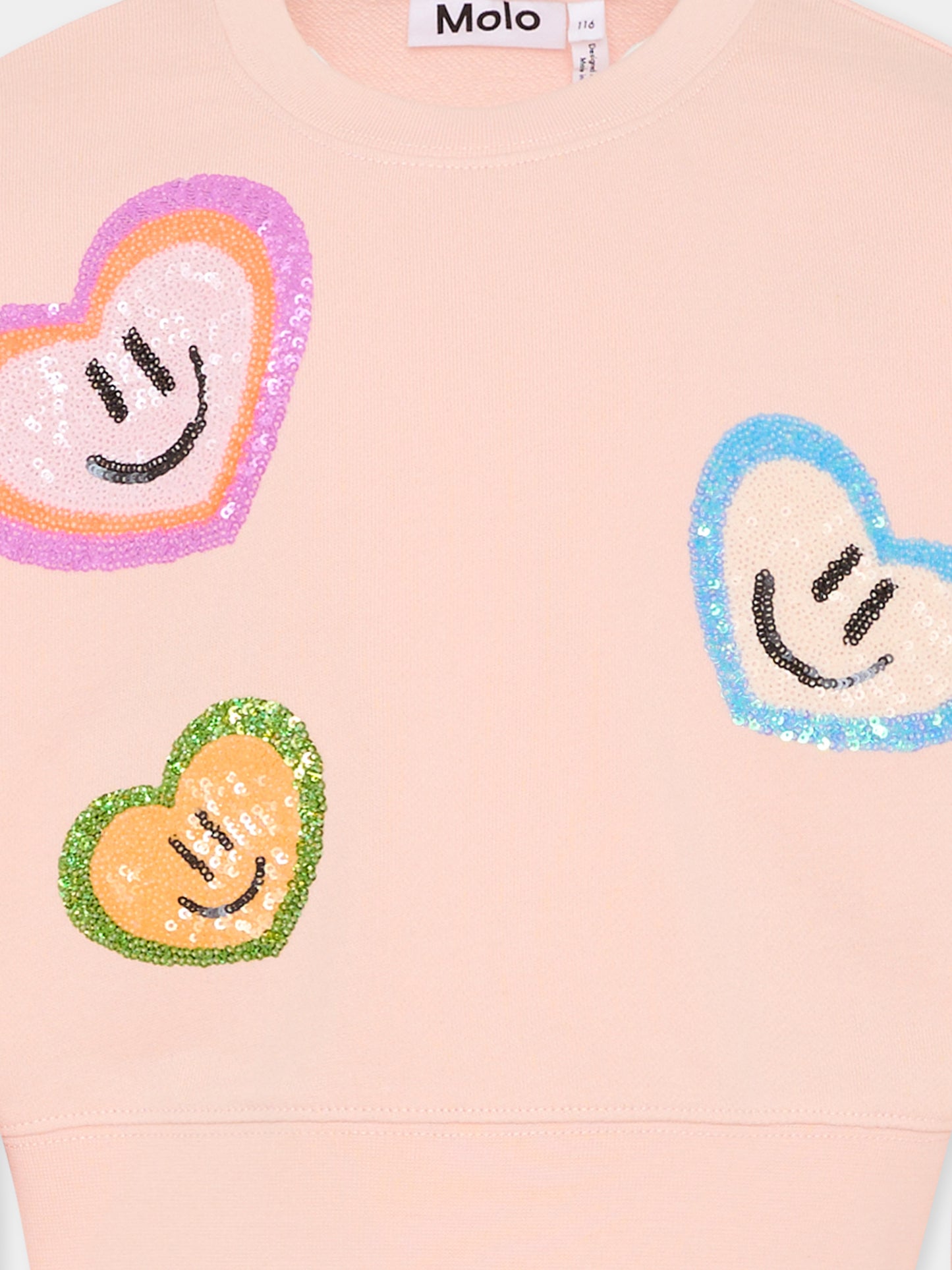 Felpa Miki rosa per bambina con cuori,Molo,2S26J206 8058