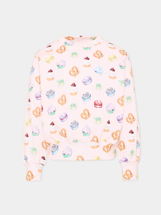 Felpa rosa Marge per bambina con stampa dolci,Molo,2S26J213 9542
