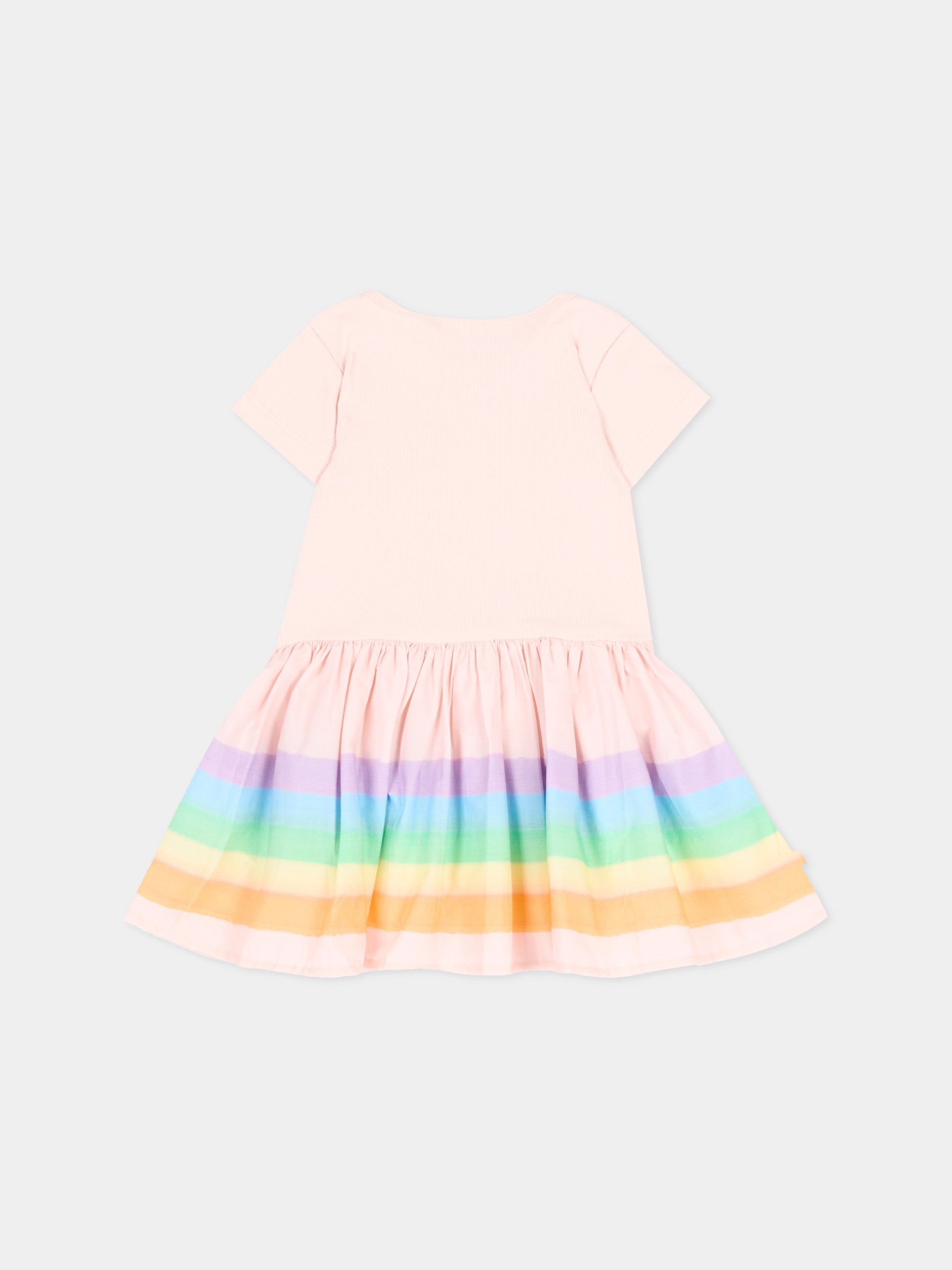 Vestito rosa Carin per neonata a righe arcobaleno,Molo,4S26E108 9809