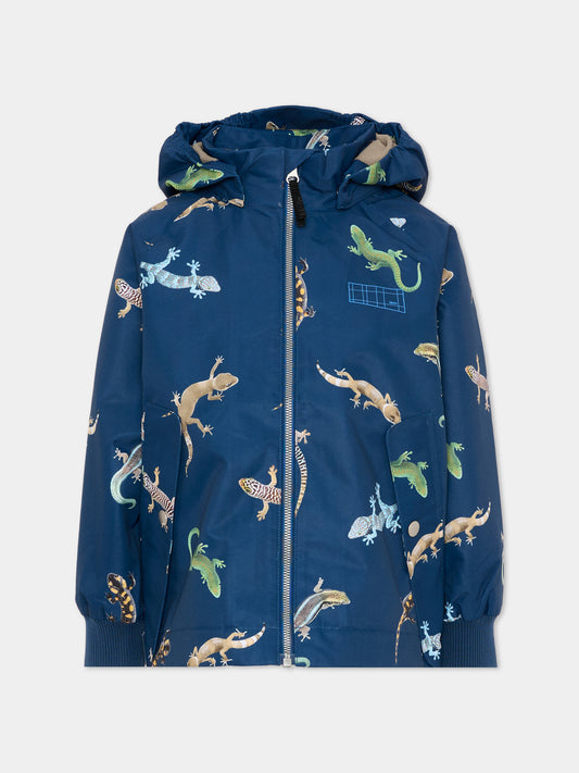 Giubbotto blu Hoplas per bambino con stampa lucertole,Molo,5S26M316 9483