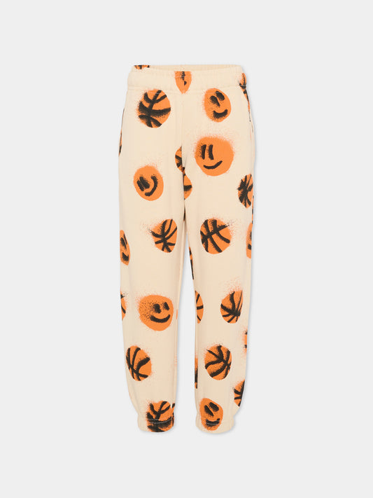 Pantaloni Adan beige per bambini con palla da basket,Molo,6S26I209 9544