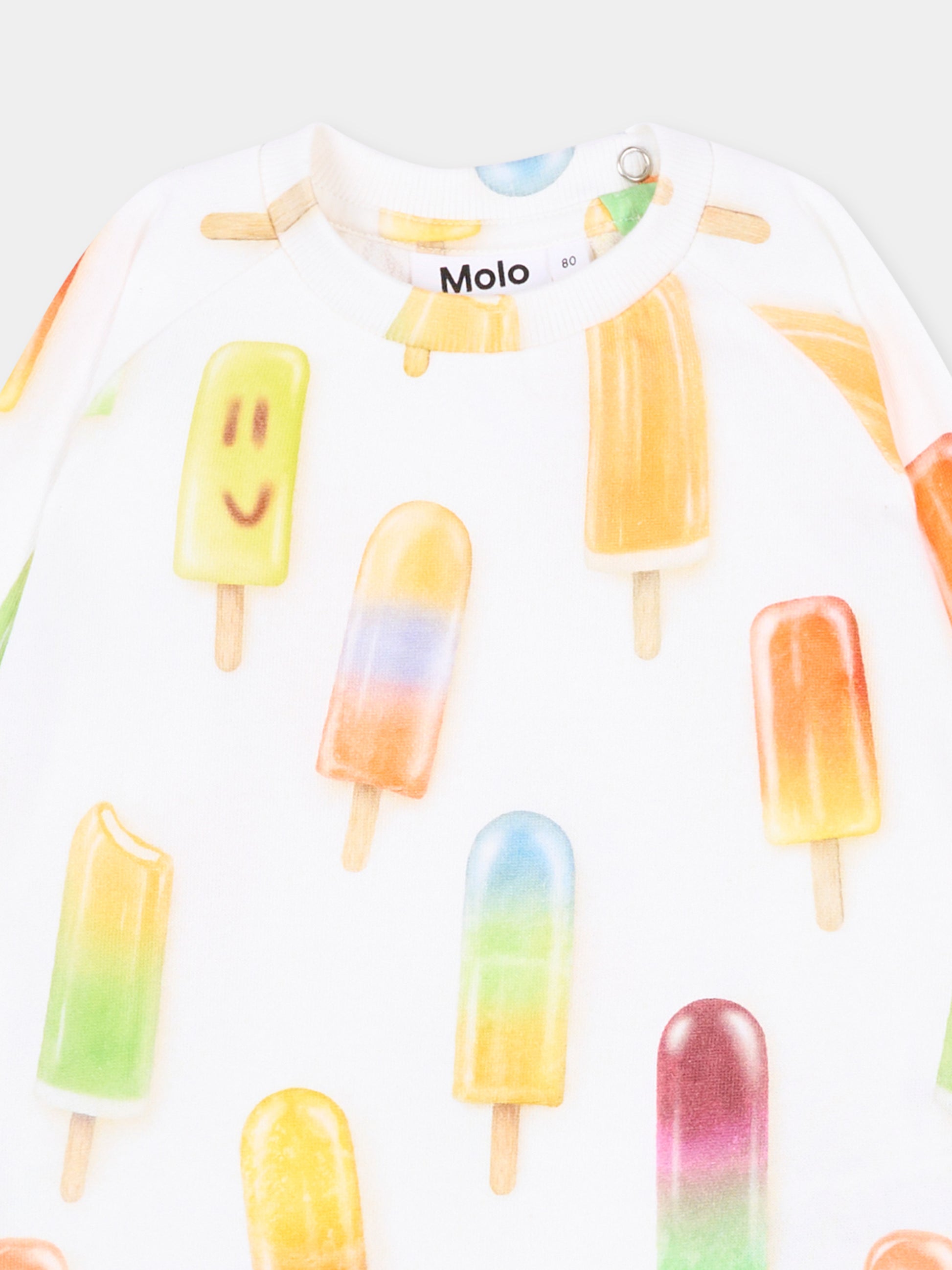 Felpa bianca Disc per neonati con stampa ghiaccioli,Molo,6S26J203 9561