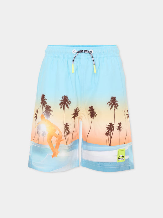 Boxer mare Nilson multicolor per bambino con stampa palme,Molo,8S26P404 5197