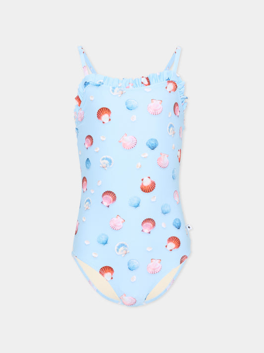 Costume celeste Nakia per bambina con conchiglie,Molo,8S26P501 9528