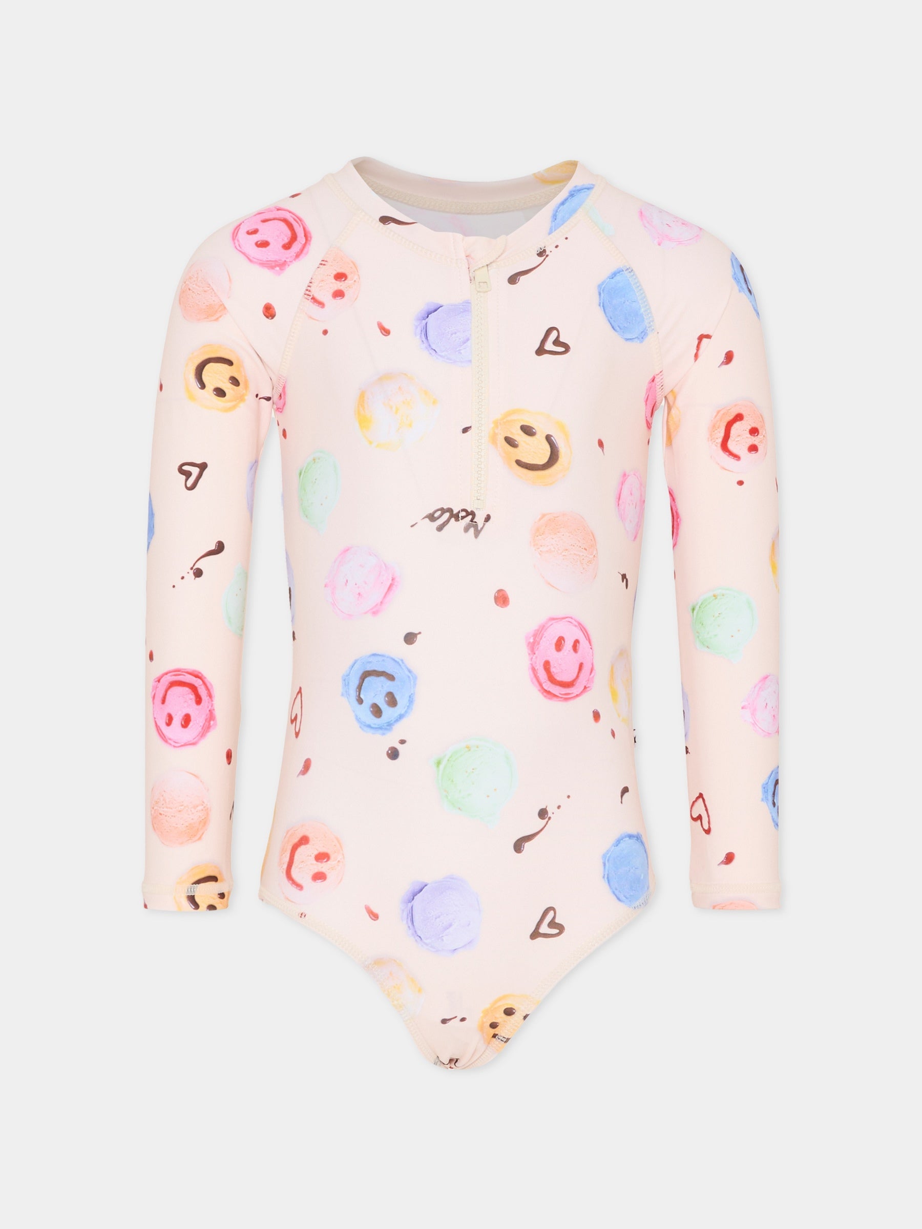 Costume intero Anti UV Necky  beige per bambina con smile,Molo,8S26P516 9502