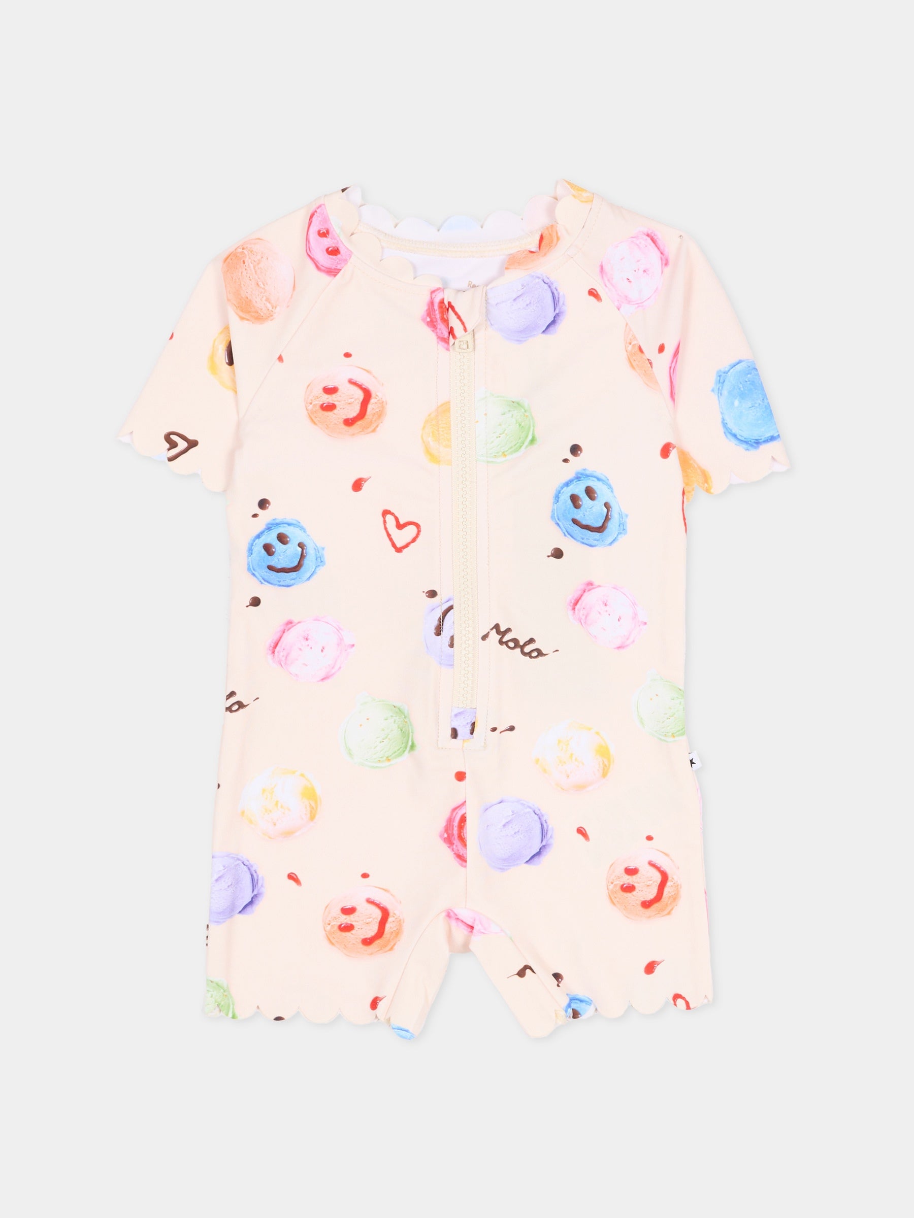 Costume da bagno Nolu Anti UV beige per neonata con smile,Molo,8S26P527 9502