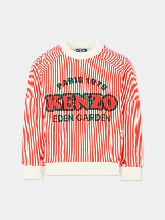 Felpa rossa per bambina con logo,Kenzo Kids,K61134 997