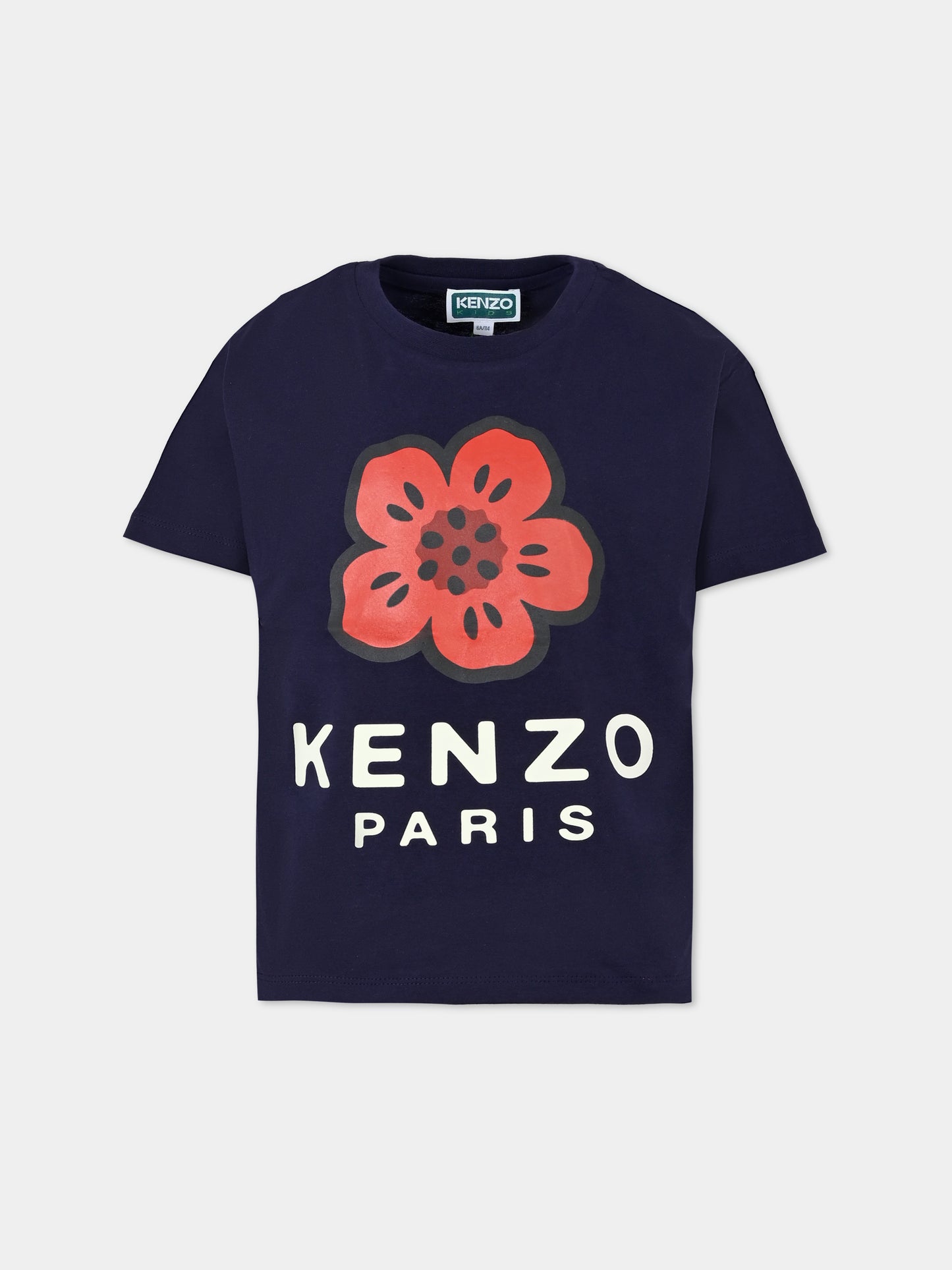 T-shirt blu per bambina con Boke Flower,Kenzo Kids,K61058 848
