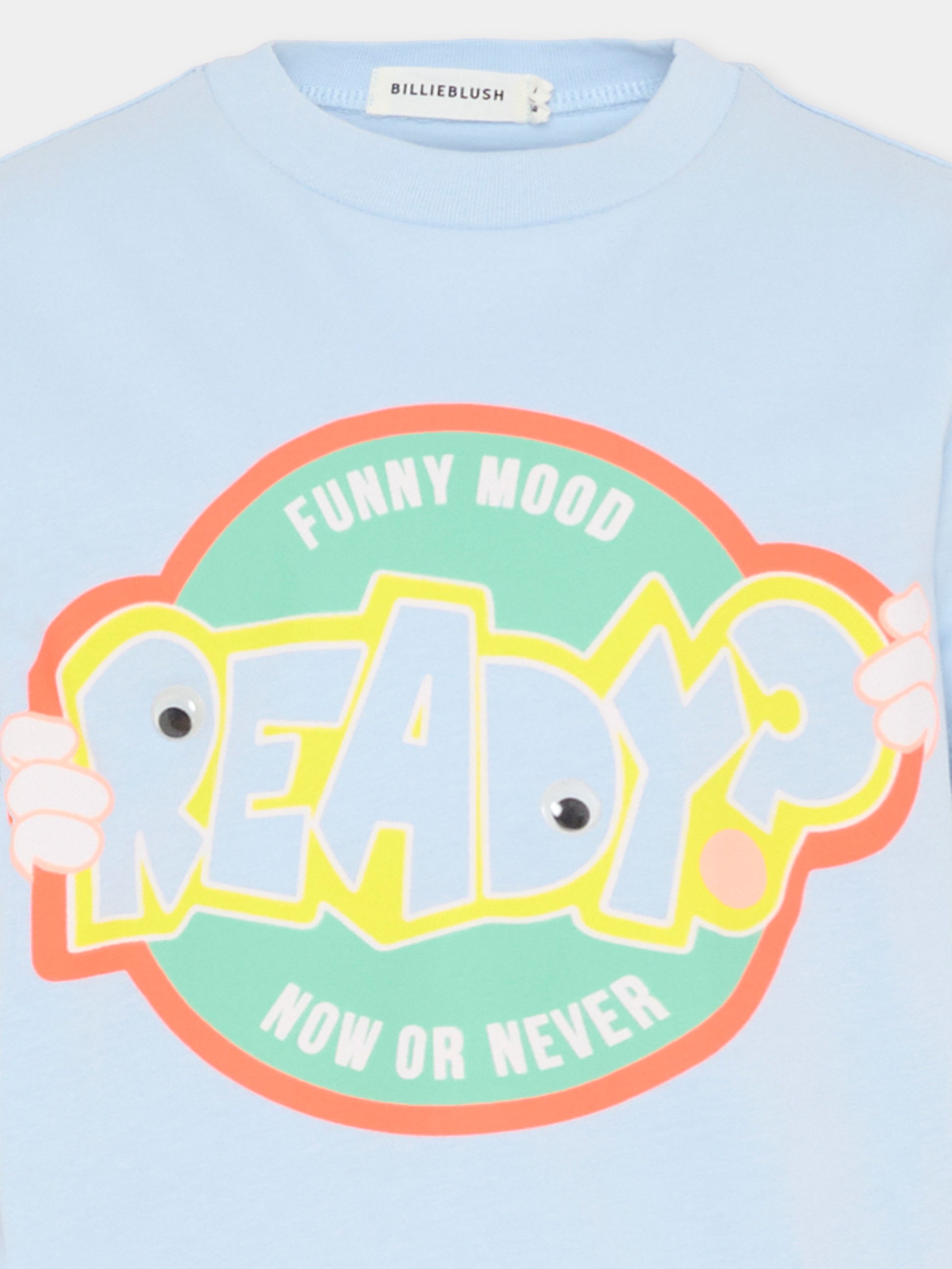 T-shirt celeste per bambino con stampa multicolor,Billieblush,U21706 79L