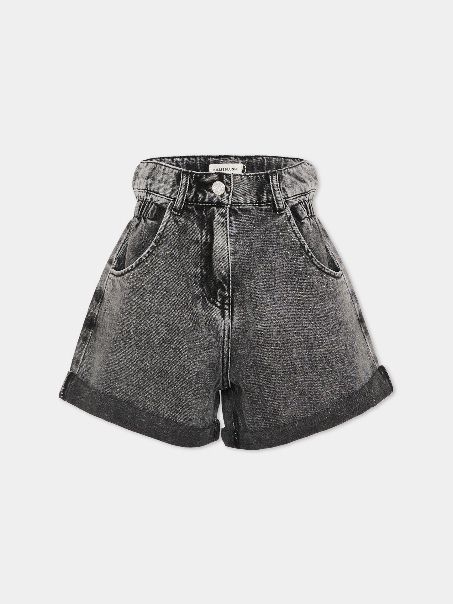 Shorts grigi per bambina con borchie,Billieblush,U21764 ZB6