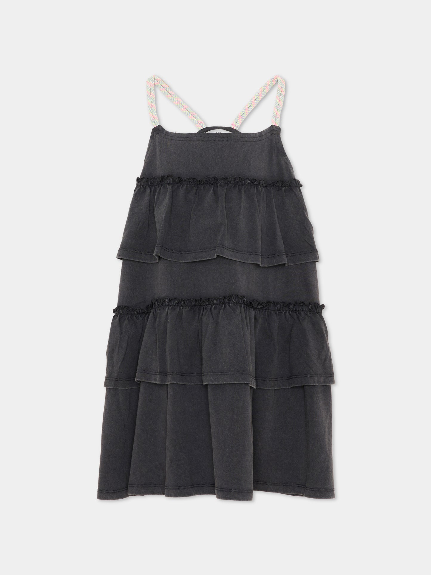 Vestito nero per bambina con balze,Billieblush,U21768 089