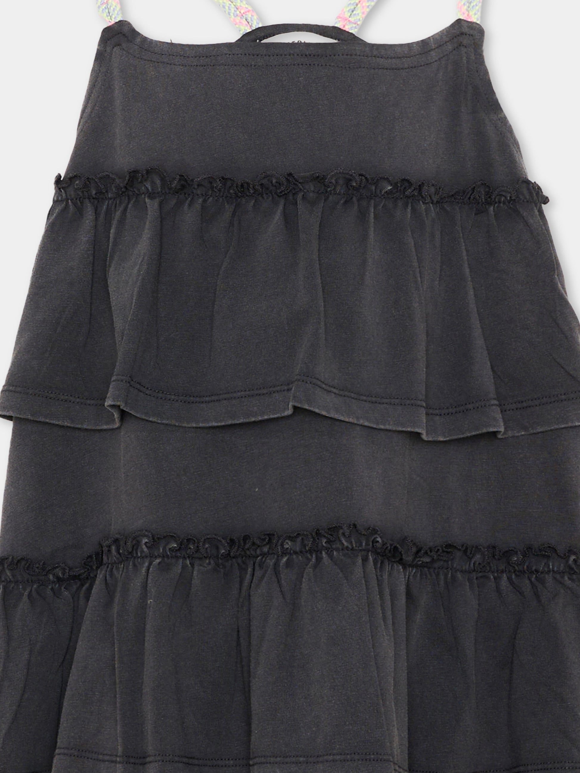 Vestito nero per bambina con balze,Billieblush,U21768 089