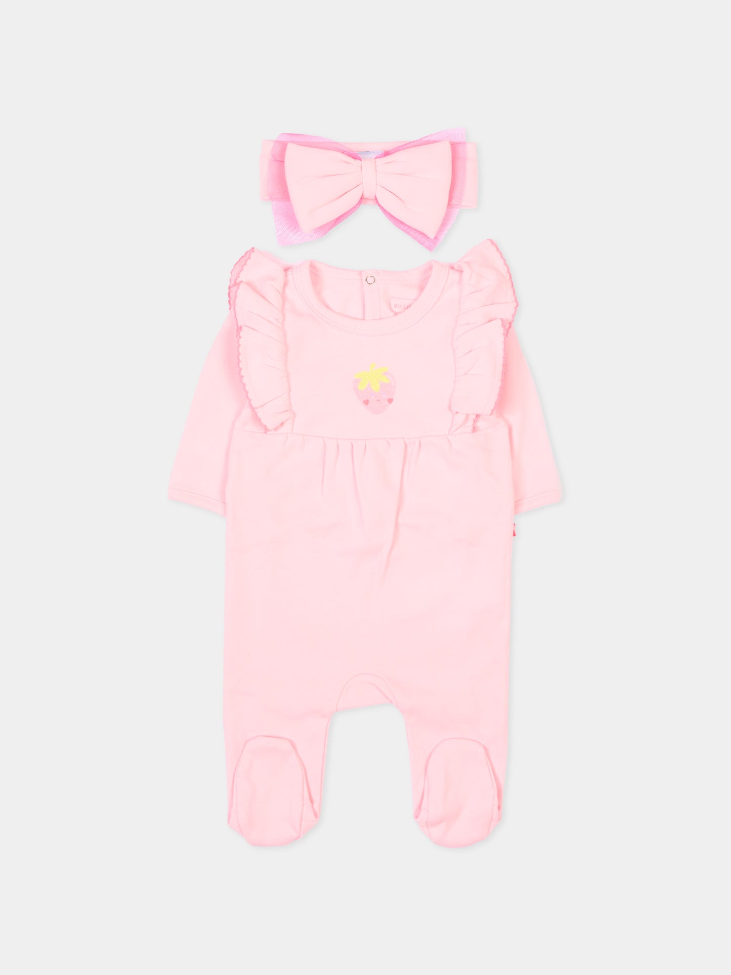 Set tutina rosa per neonata con stampa fragola,Billieblush,U21811 44L
