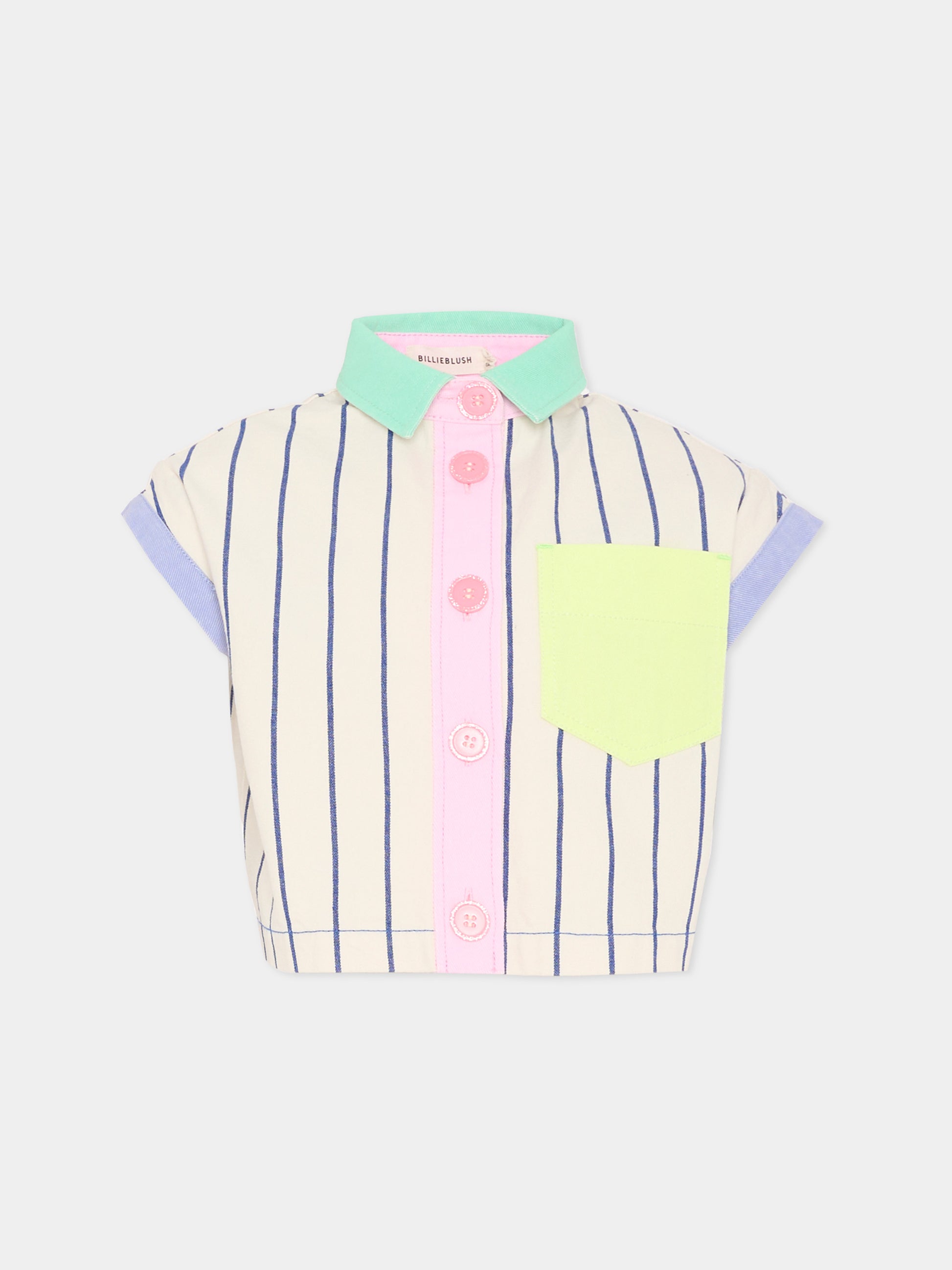 Camicia multicolor per bambina a righe,Billieblush,U21858 N48