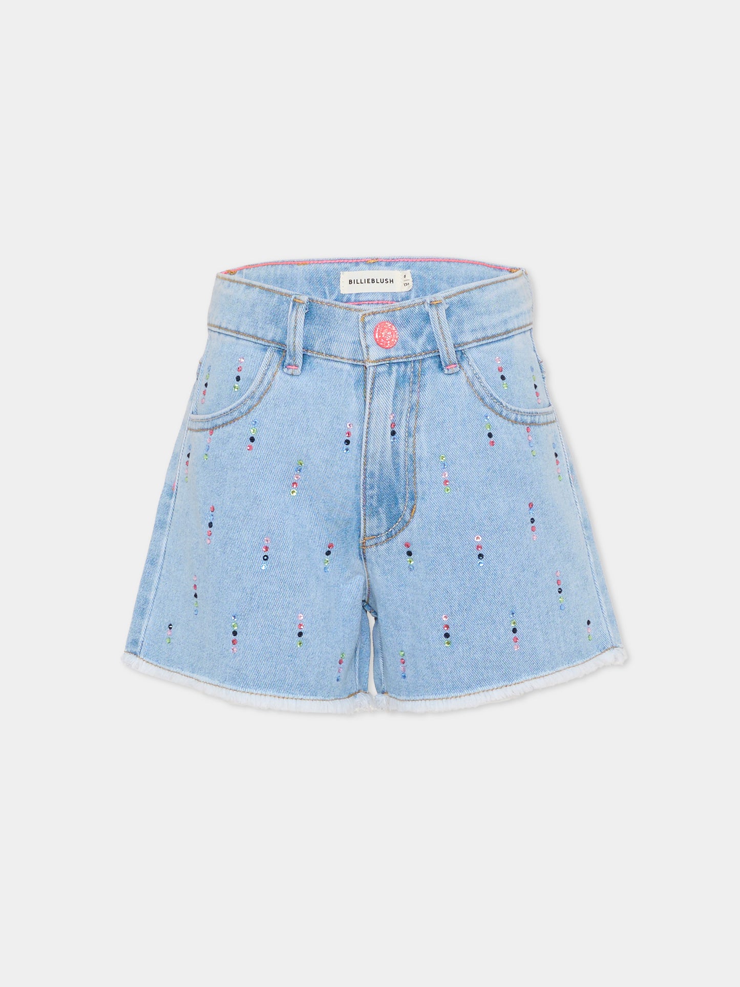 Shorts denim per bambina con strass,Billieblush,U21873 Z18