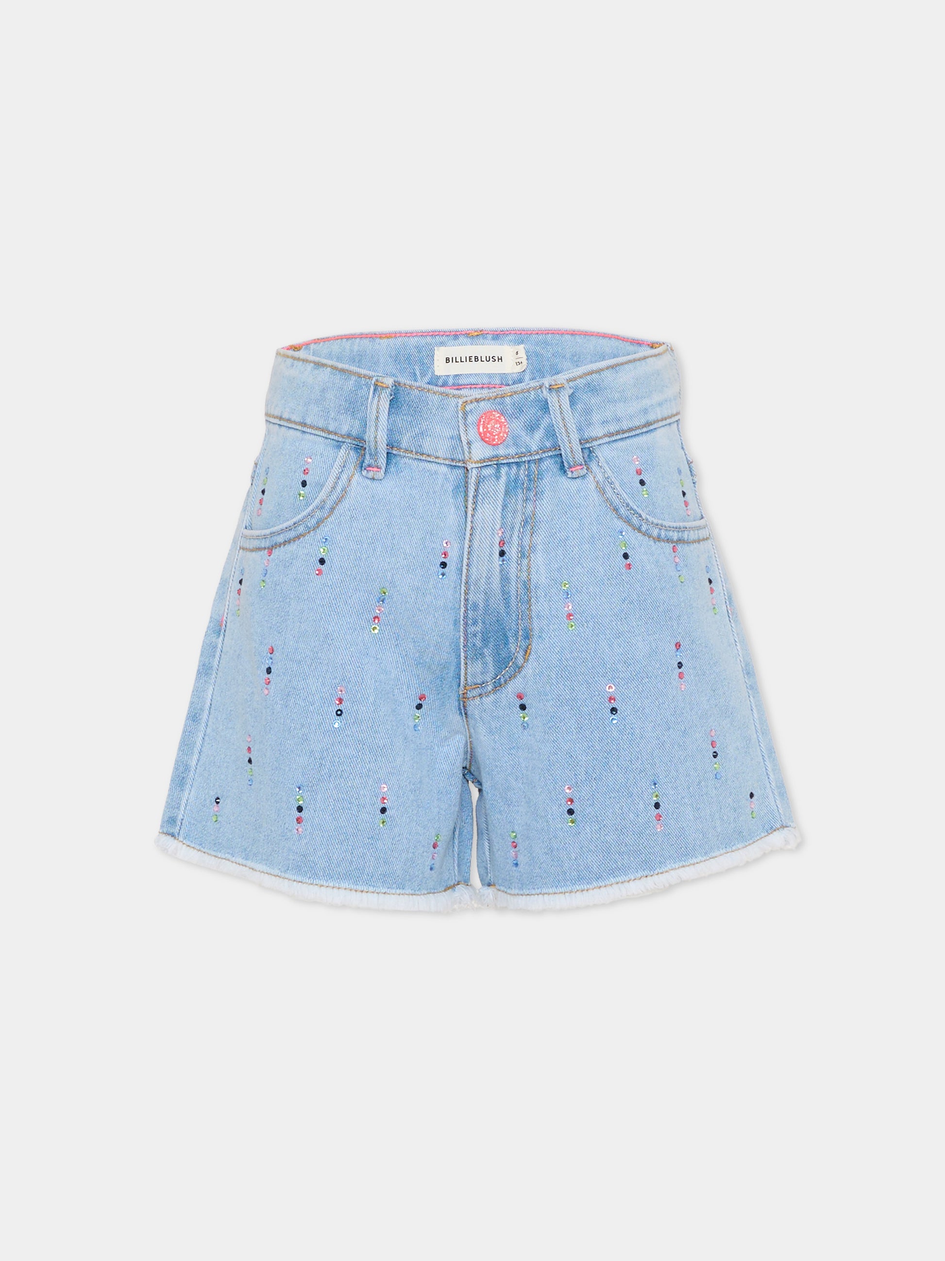Shorts denim per bambina con strass,Billieblush,U21873 Z18
