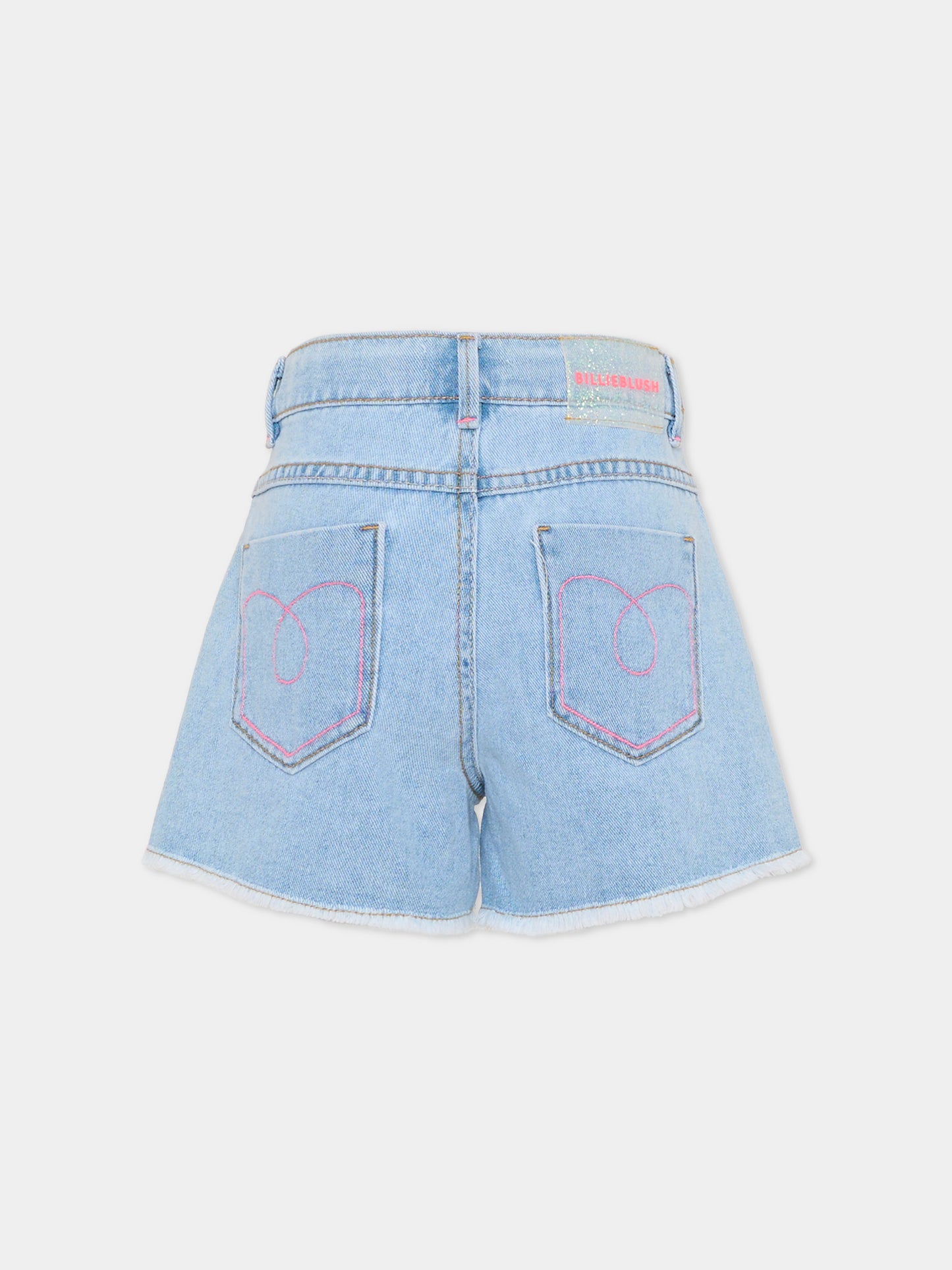 Shorts denim per bambina con strass,Billieblush,U21873 Z18