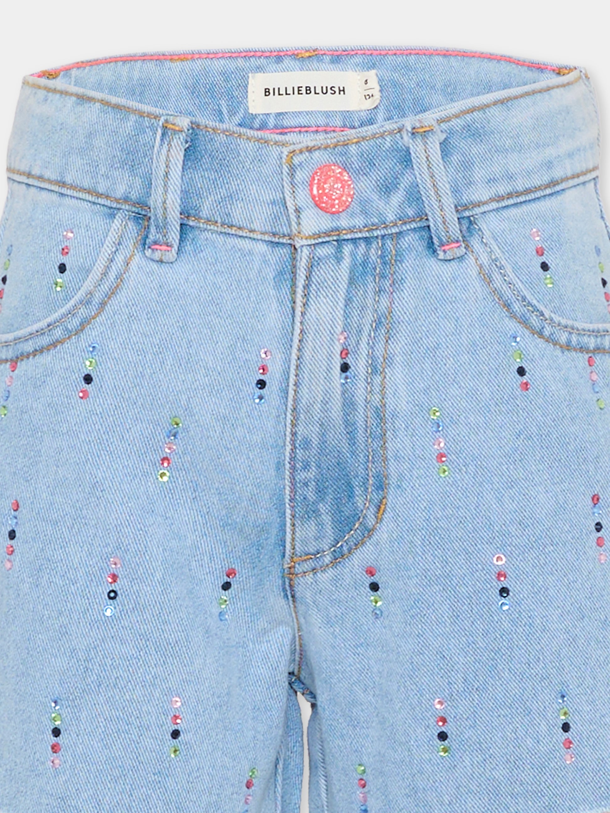 Shorts denim per bambina con strass,Billieblush,U21873 Z18