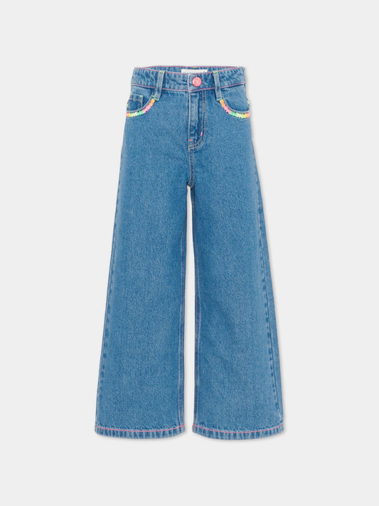 Jeans denim per bambina con ricamo,Billieblush,U21875 Z13
