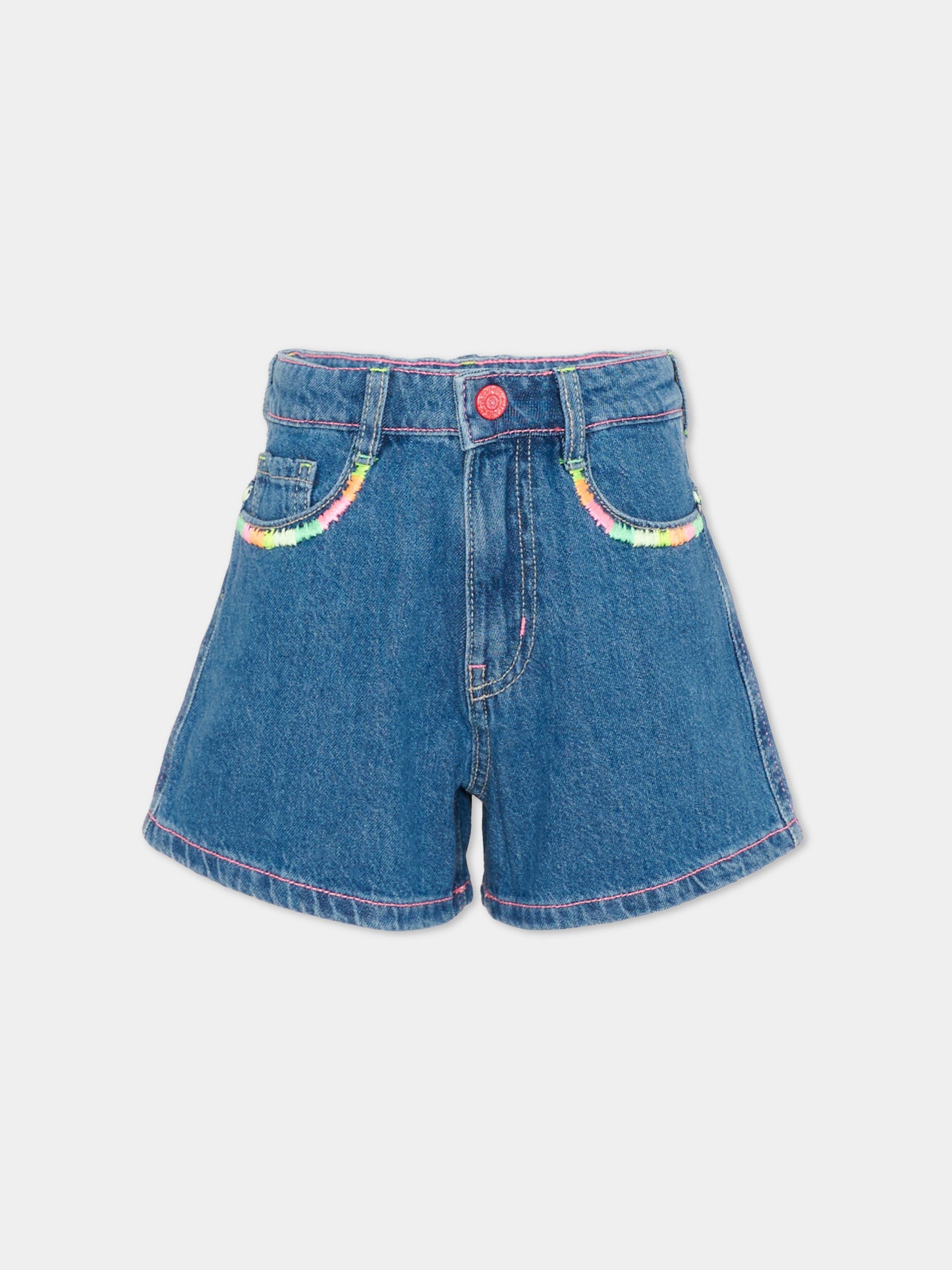 Shorts denim per bambina con arcobaleno,Billieblush,U21882 Z13