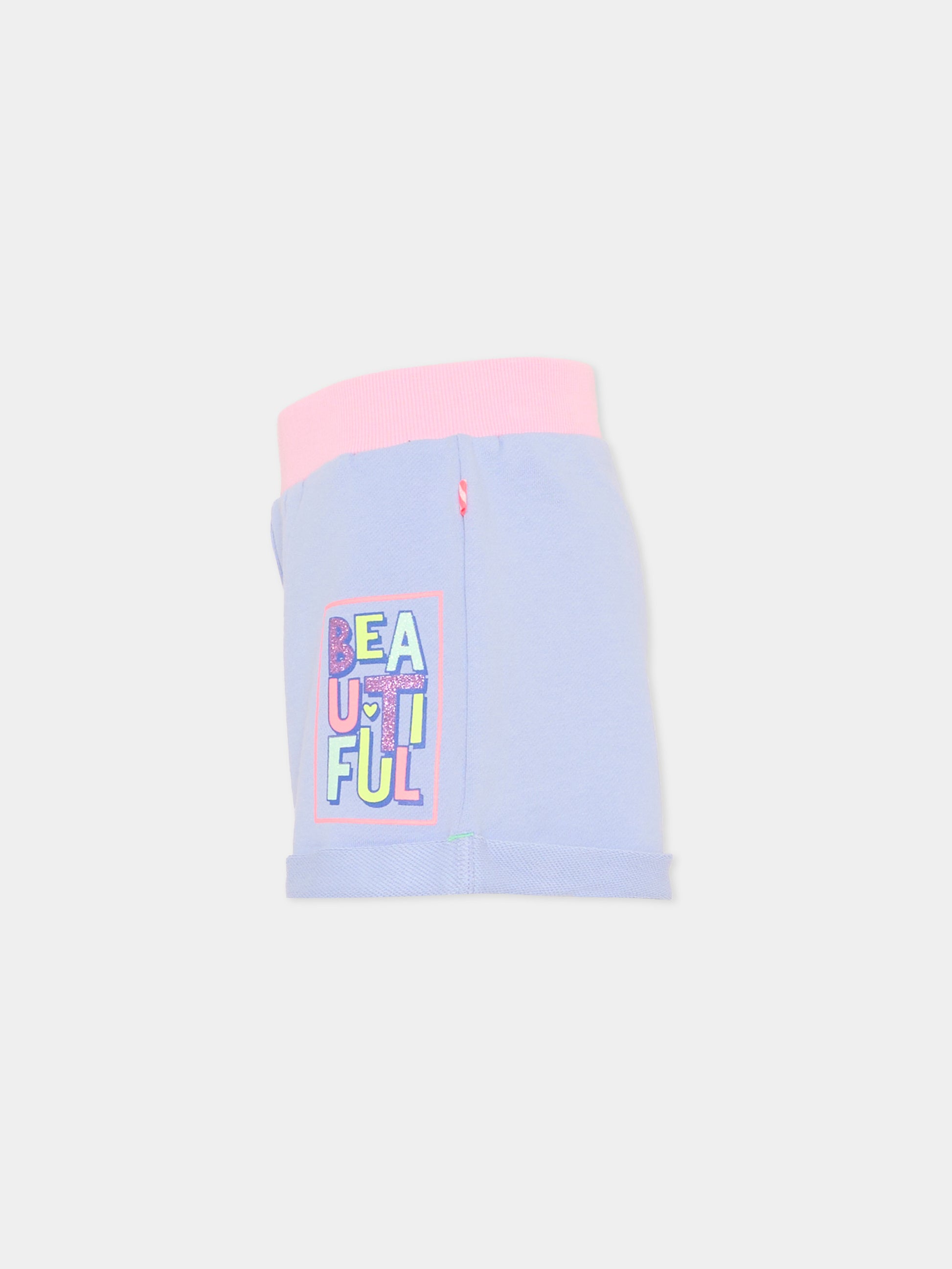 Shorts sportivi lilla per bambina logo,Billieblush,U21892 81S