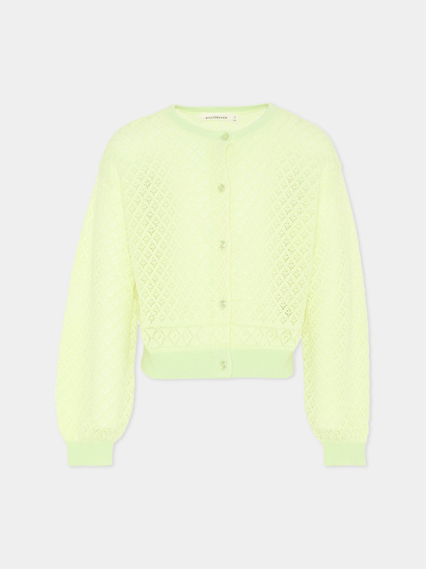 Cardigan verde per bambina traforato,Billieblush,U21911 552