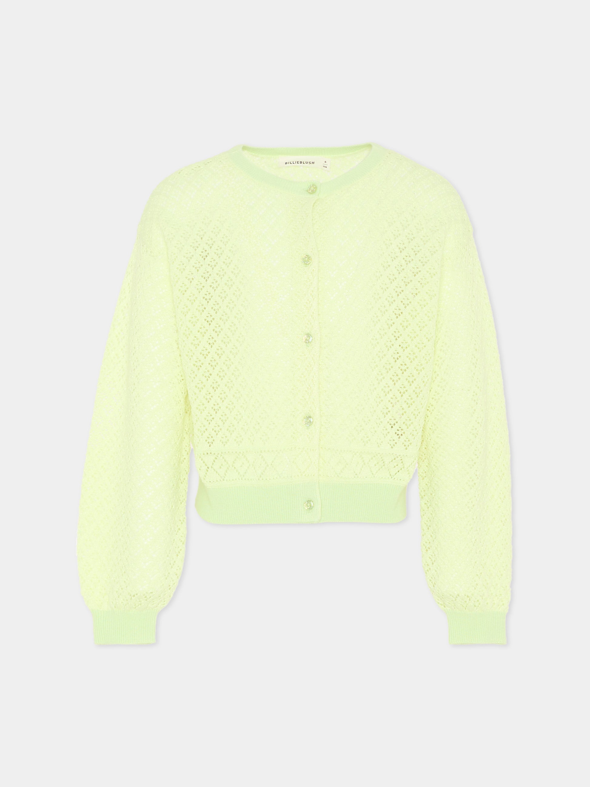 Cardigan verde per bambina traforato,Billieblush,U21911 552