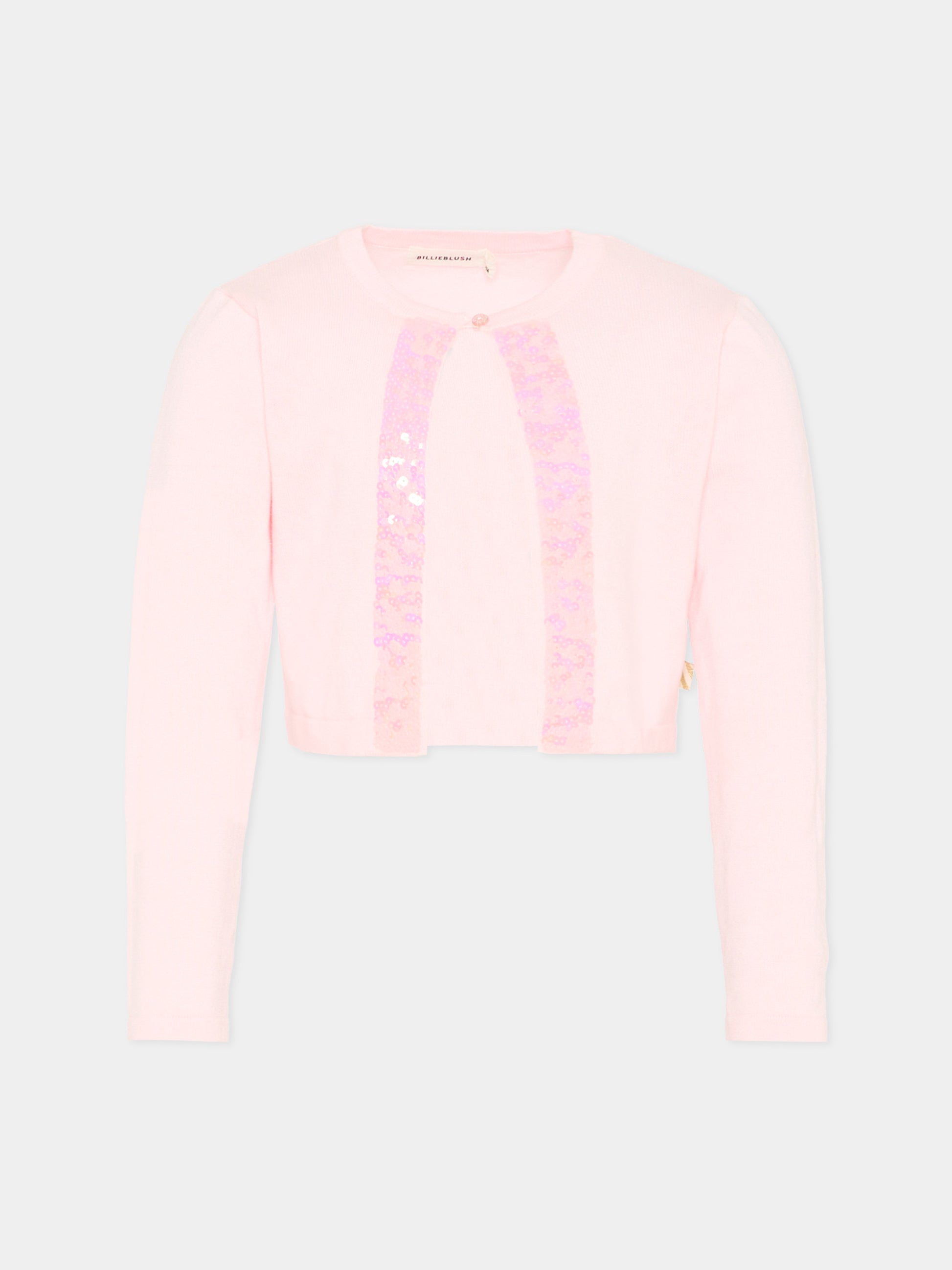 Cardigan rosa per bambina con paillettes,Billieblush,U21913 44L