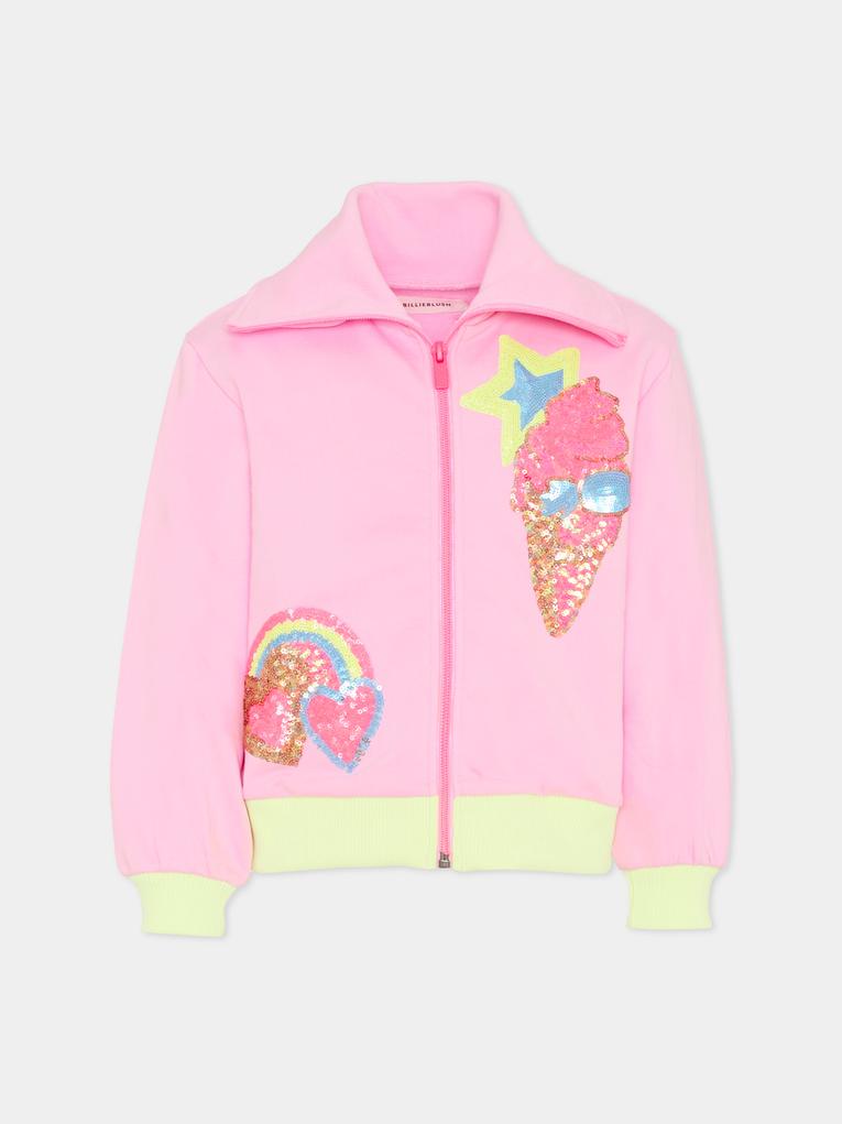 Felpa rosa per bambina con gelato,Billieblush,U21915 46N
