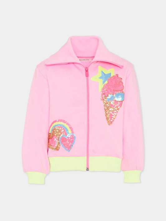 Felpa rosa per bambina con gelato,Billieblush,U21915 46N