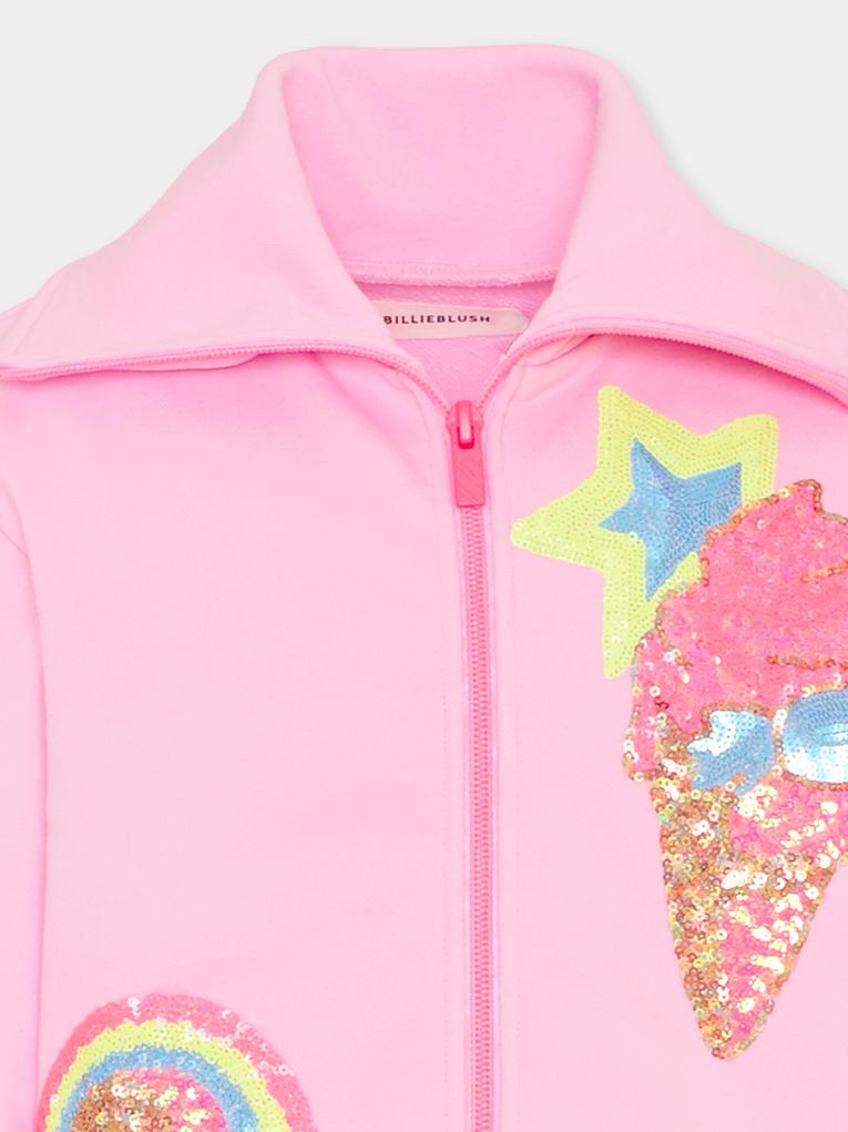 Felpa rosa per bambina con gelato,Billieblush,U21915 46N